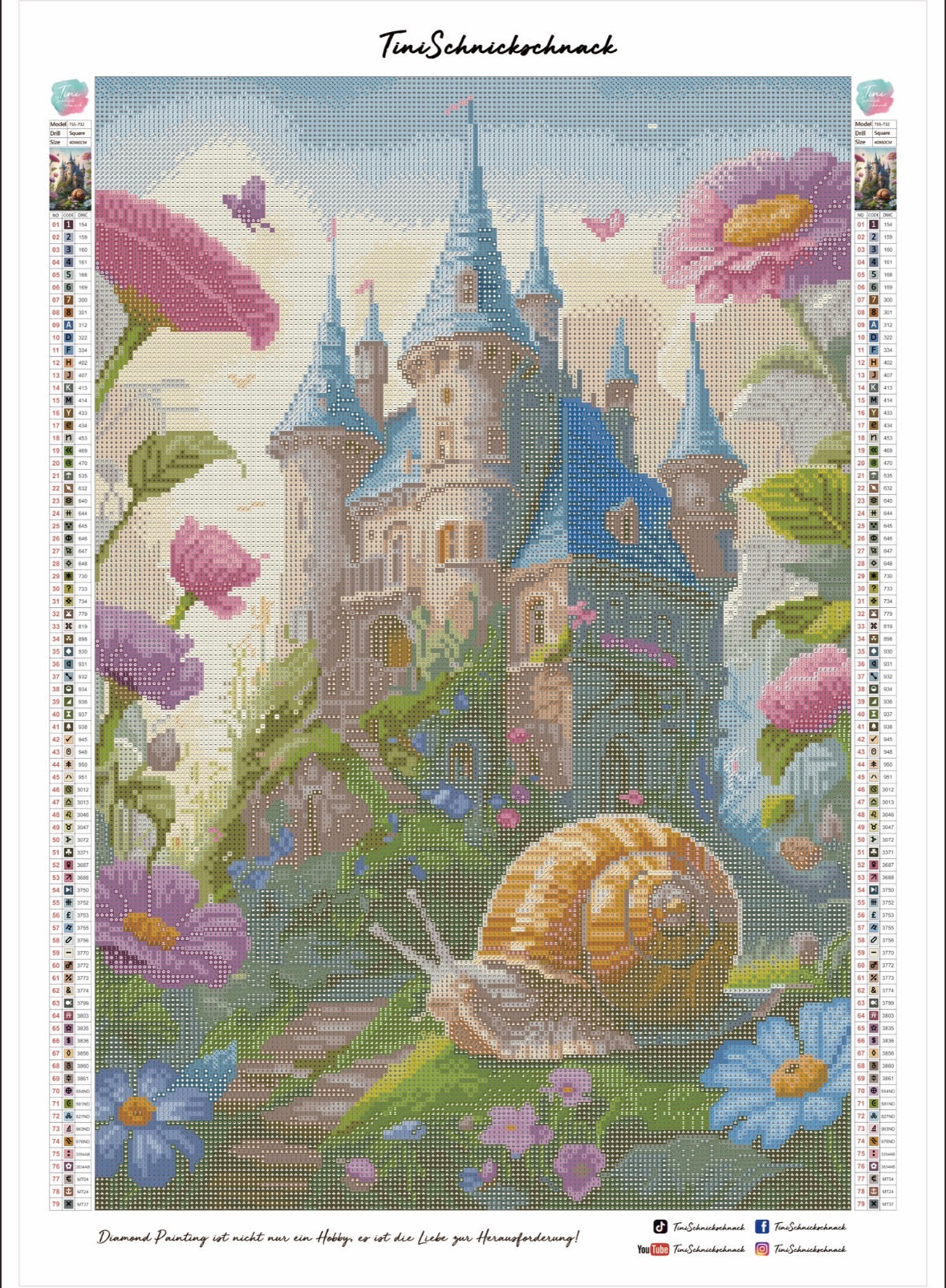 Diamond Painting Bild "Türme über dem Schneckenpfad" von TiniSchnickschnack (inkl. Feenstaub) 40x60cm TSS-732