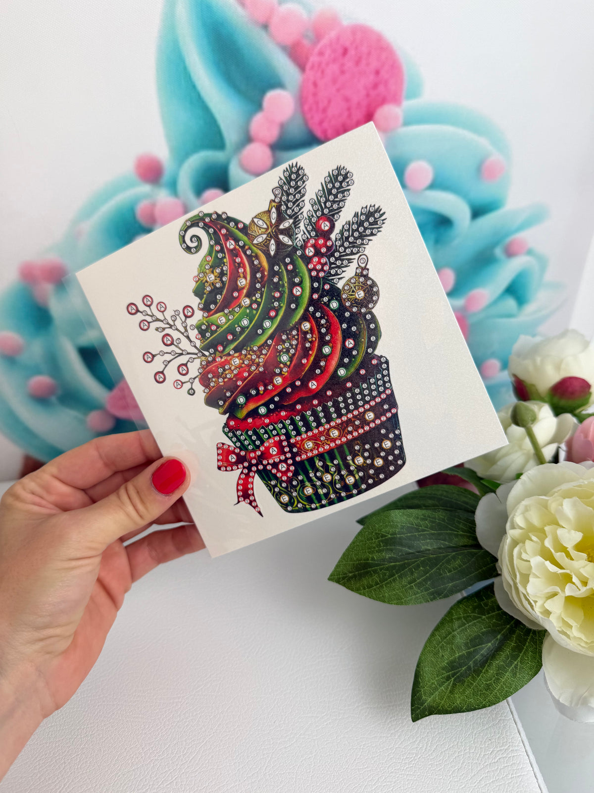 Diamond Painting XMAS Grußkarten "Xmas Cupcakes" (K056)