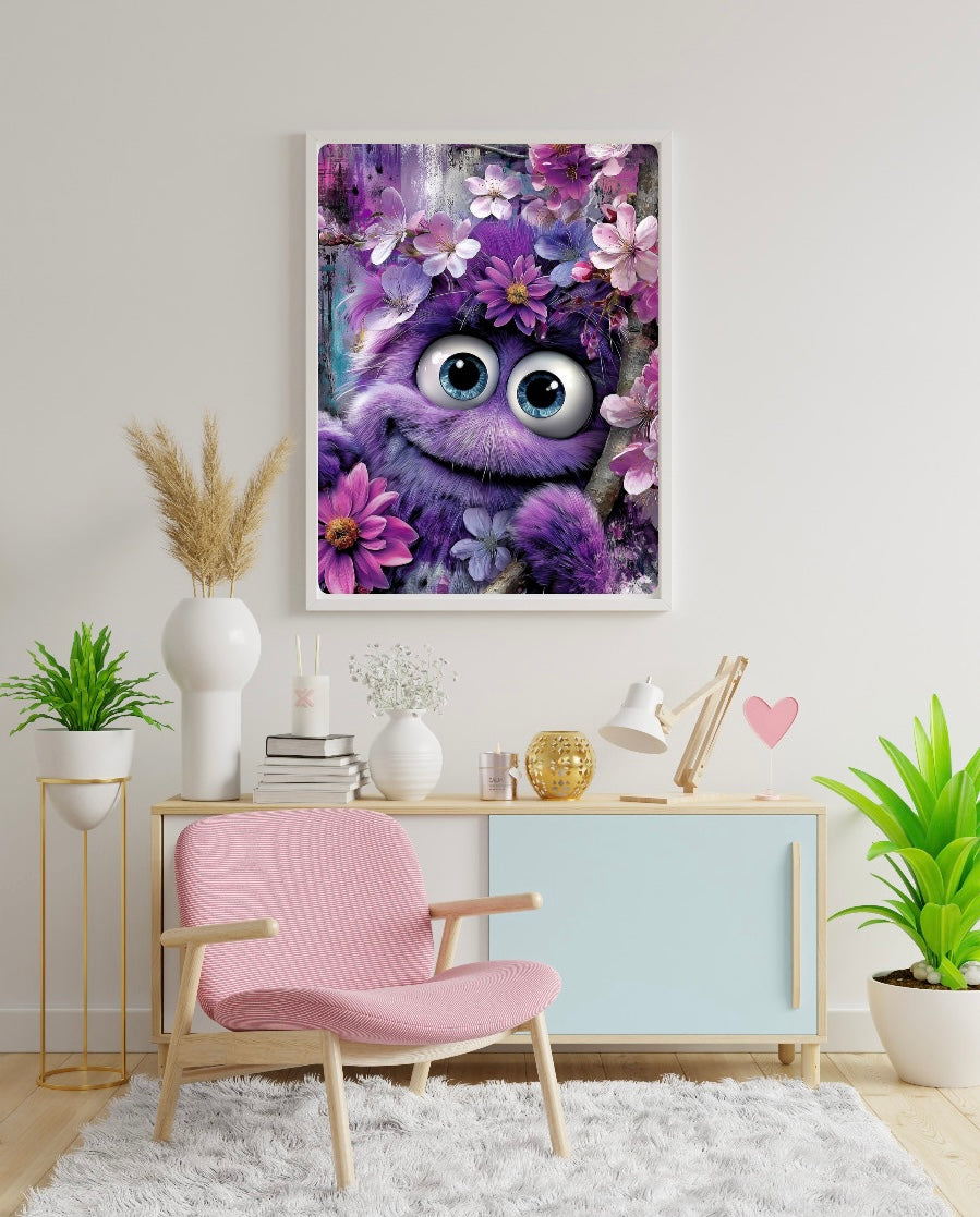 Diamond Painting Bild "Fiona grinst aus dem Blütenmeer" von AI-Artist CleoDora (inkl. Feenstaub) 40x60cm TSS-912