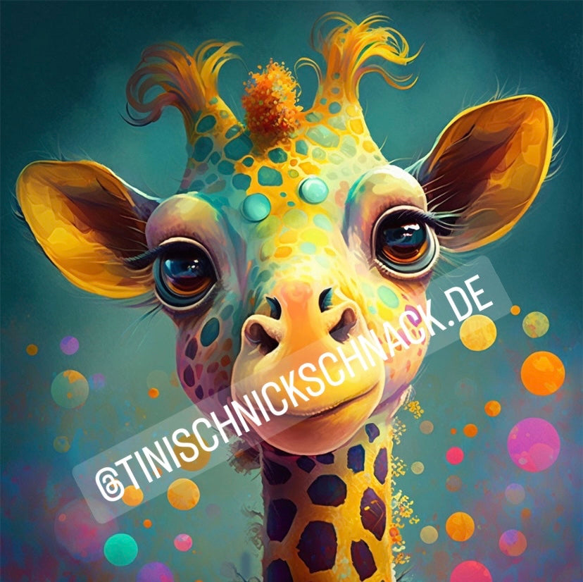 Diamond Painting Bild TSS81 "Giraffe-Ginger" von AI-Artist Sandrietta_ai 50x50cm (eckige Steine)