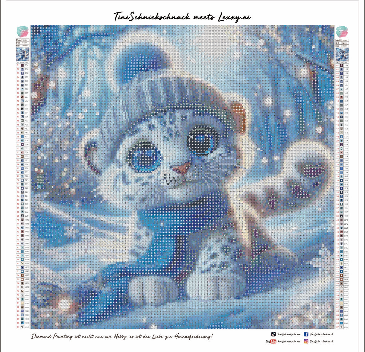 Diamond Painting Bild Babyleopard "Tinka" von AI-Artist Lexxy.ai 50x50cm (inkl. Feenstaub) TSS-616