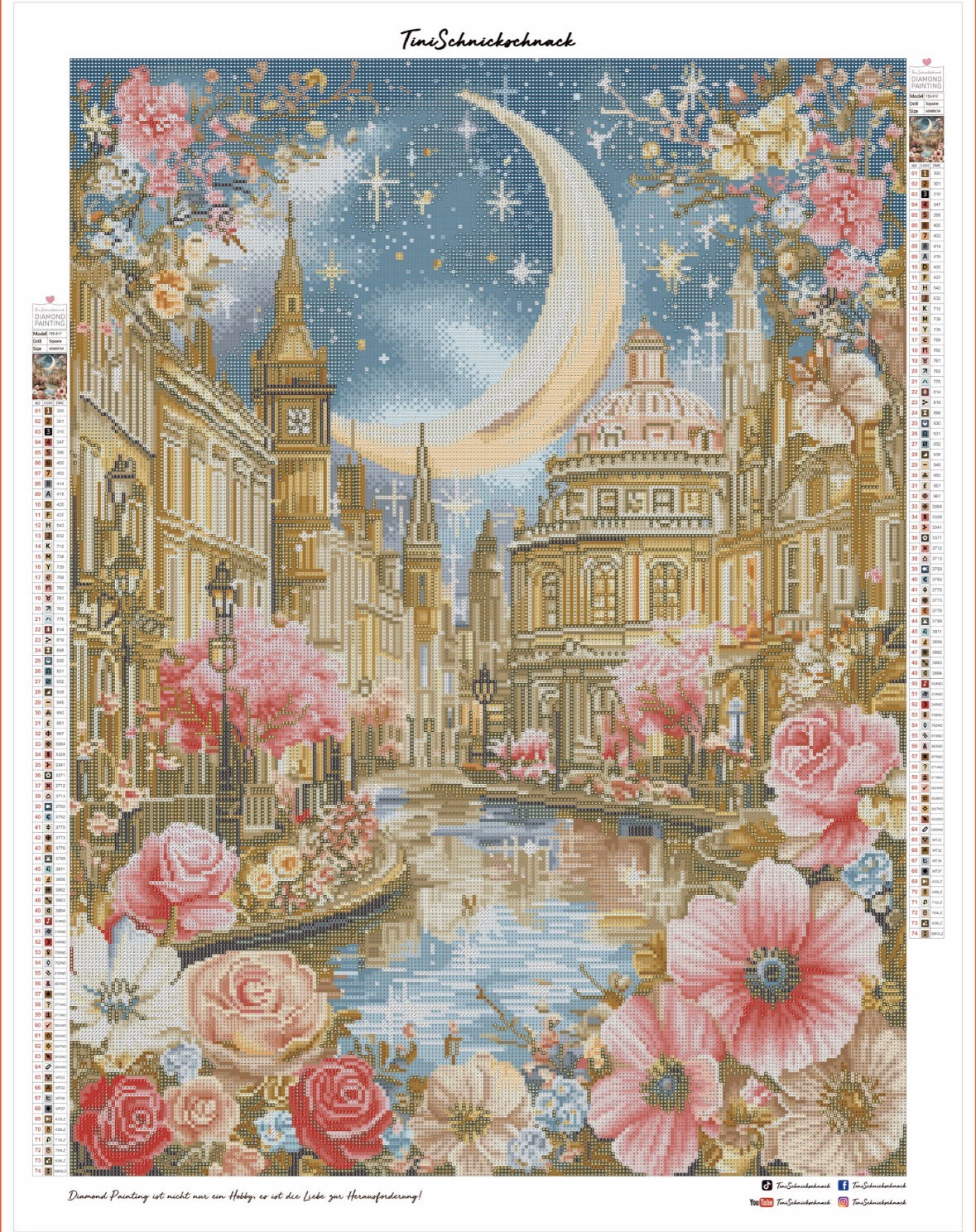 Diamond Painting Bild "Mondsichel überm Fluss" von AI-Artist CleoDora (Sondersteine Special) 60x80cm TSS-917