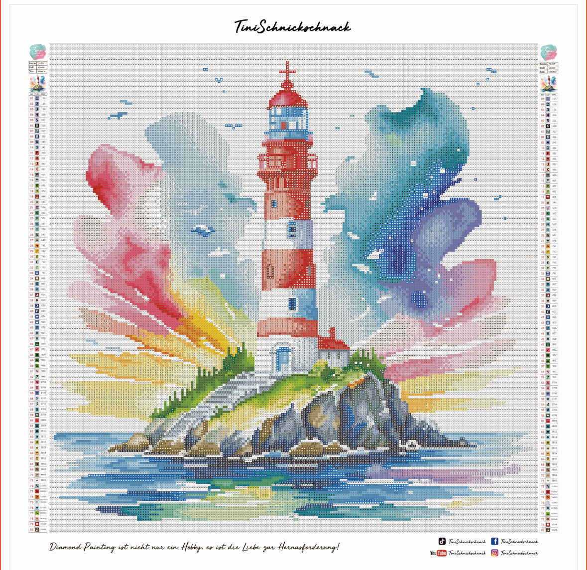 Diamond Painting Bild "Aquarell Leuchtturm" 50x50cm (inkl. Fairy Dust) TSS-537