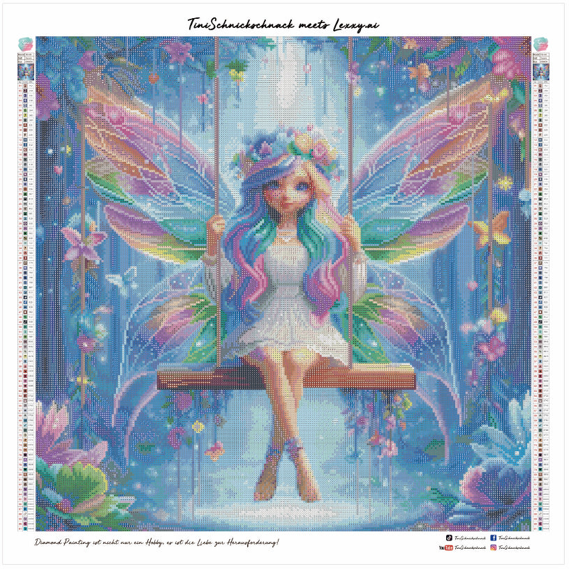 Diamond Painting Bild Fee "Lorielle" von AI-Artist Lexxy.Ai 60x60cm (inkl. Fairy Dust)