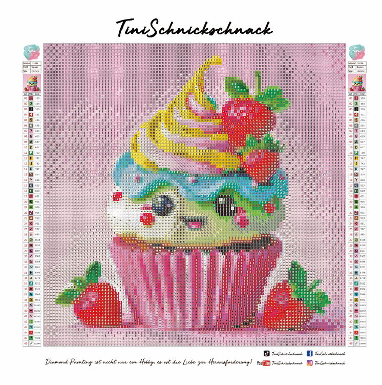 Diamond Painting TiniSchnickschnack Bild "Erdbeer-Muffin" 25x25cm (inkl. Fairy Dust) TSS-386