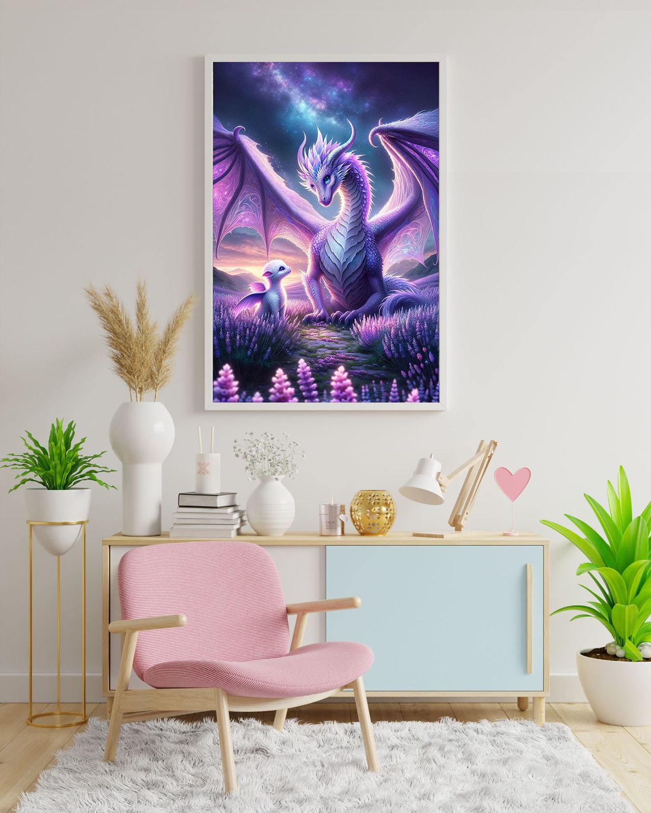 Diamond Painting Bild Drachen "Strong Love" von AI-Artist Sandrietta_ai 40x60cm (inkl. AB Steinen)