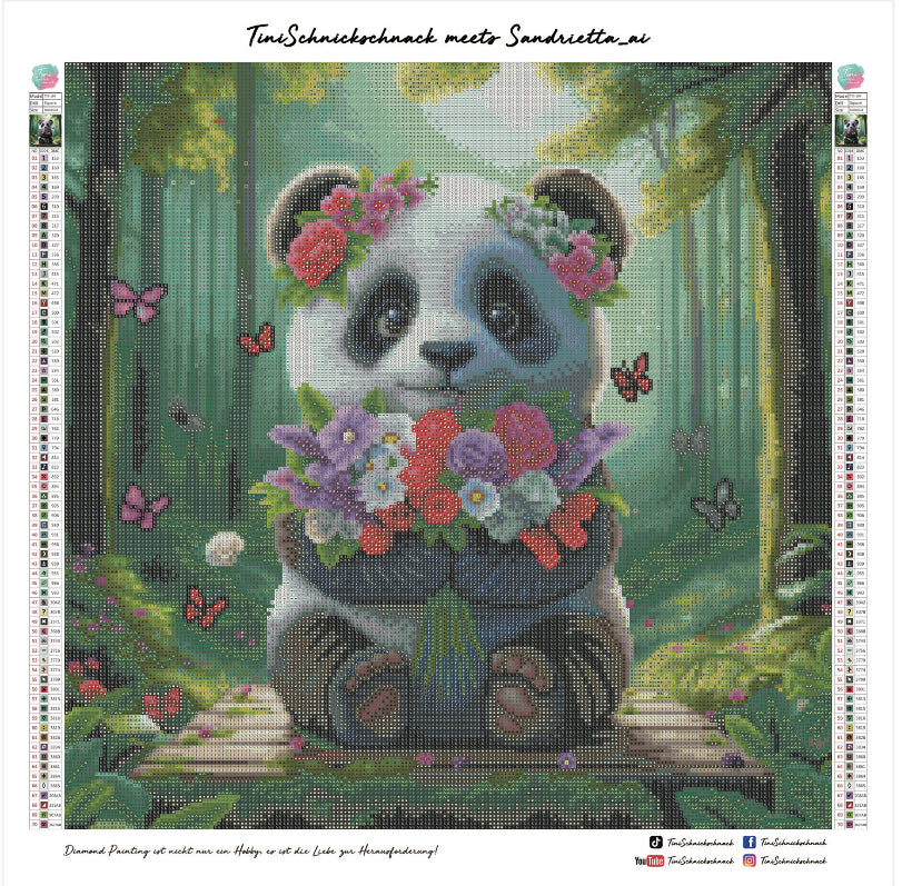 Diamond Painting Bild "Panda Pia" von AI-Artist Sandrietta_ai 50x50cm