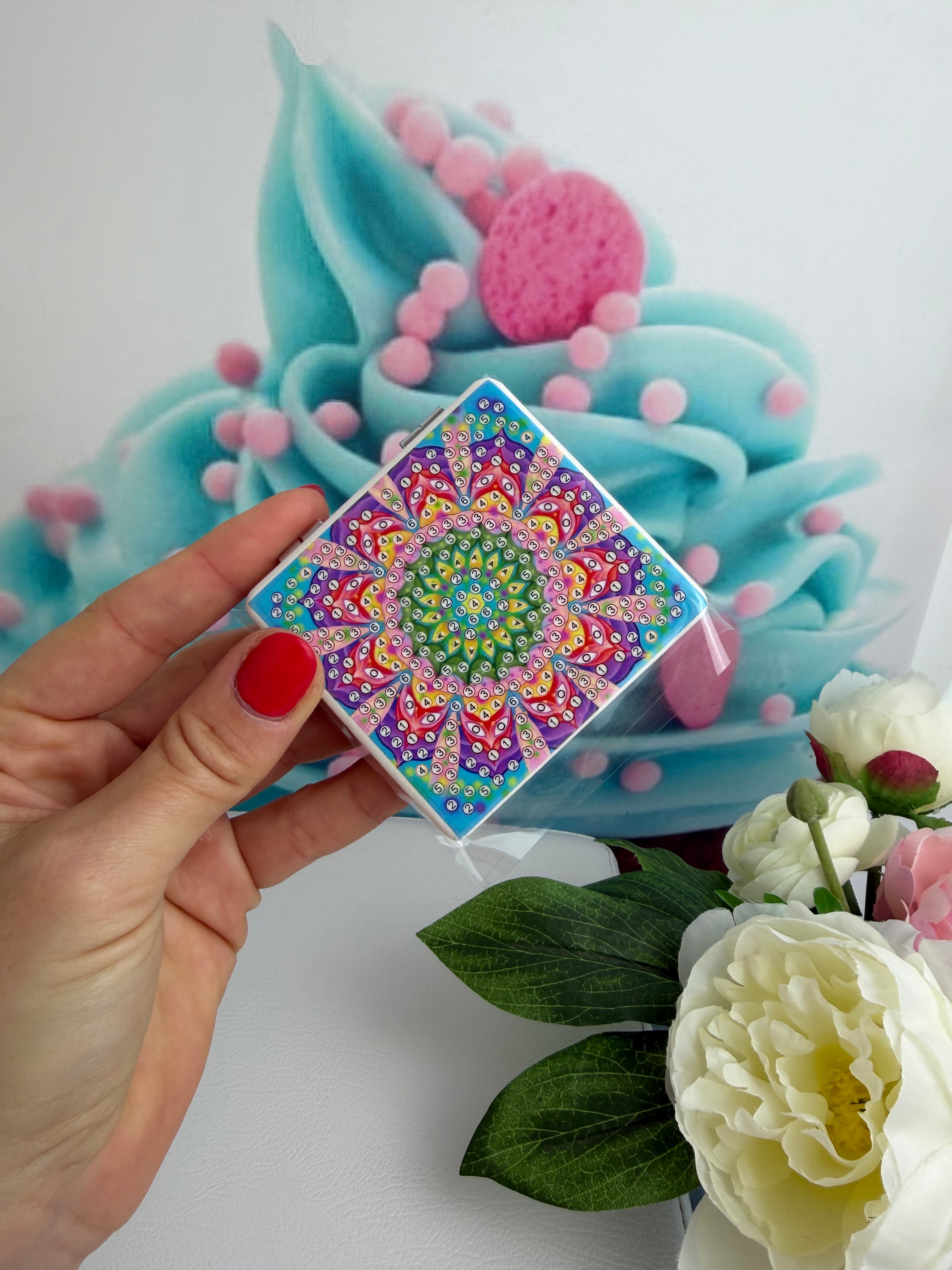 Diamond Painting Taschenspiegel "Mandala" eckig / bunt (TS-058)