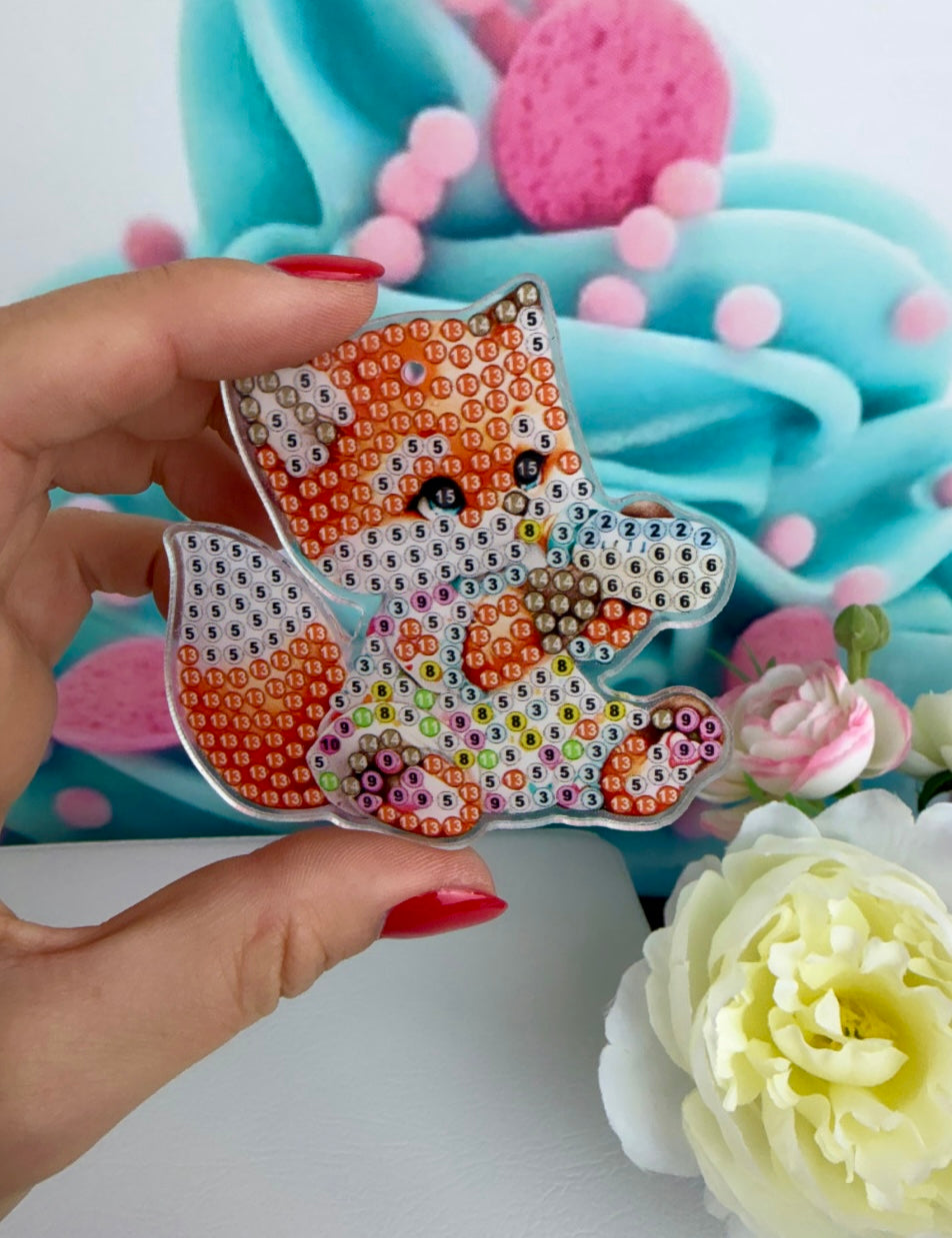 Diamond Painting Schlüsselanhänger "Tierbabys mit Nuckelfläschen" 6 Stück Anhänger (AH1010)