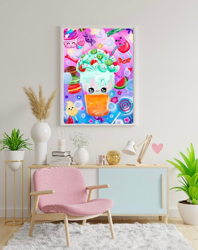 Diamond Painting Künstlerbild Kawaii "Milkshake" von °Caruschka Art° 40x60