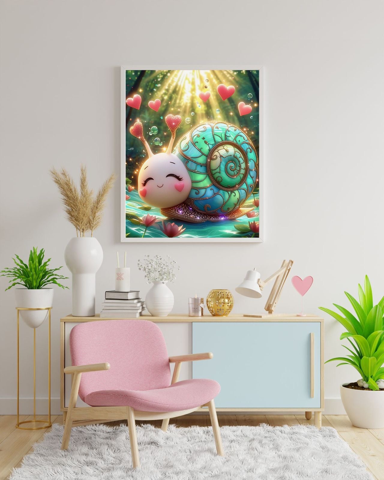 Diamond Painting Bild Schnecke "Speedy" von AI-Artist Bex.ai 40x50cm (inkl. Fairy Stones) TSS-432