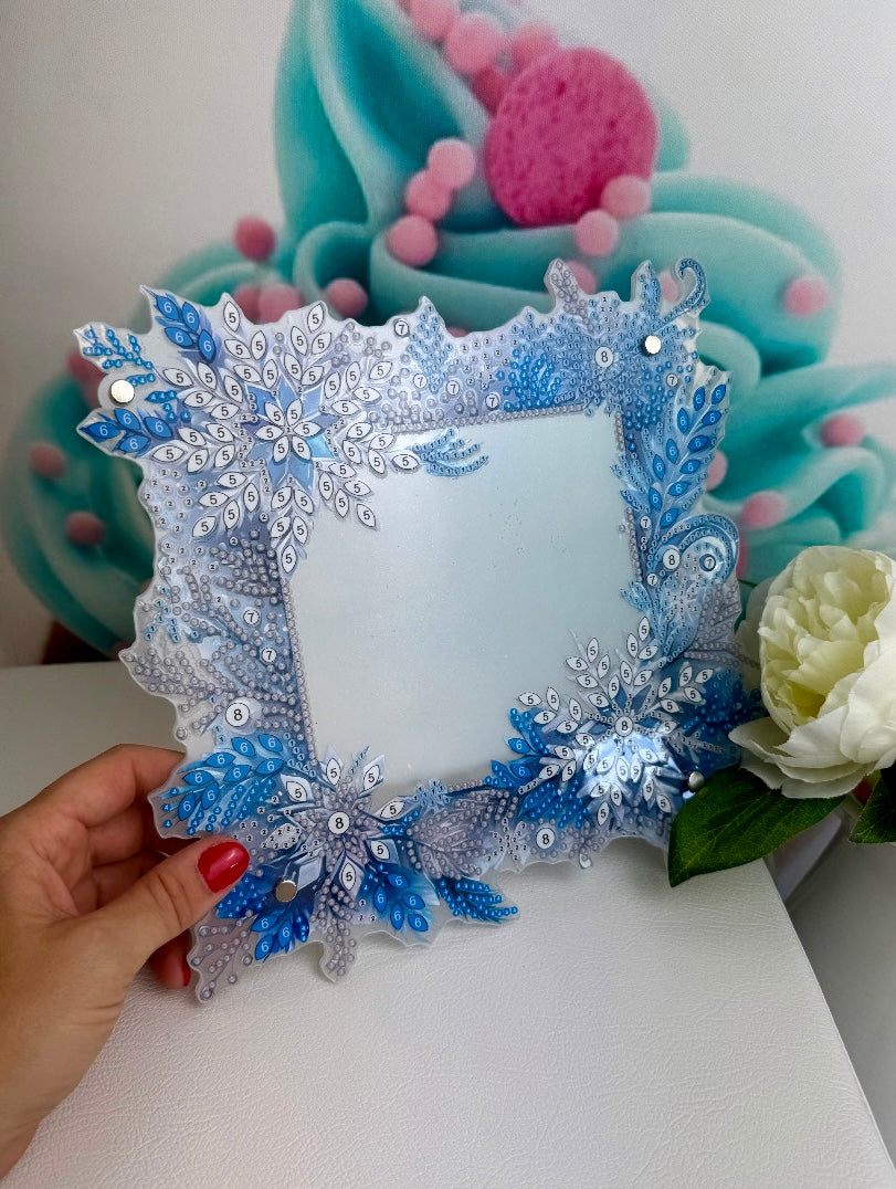 Diamond Painting Bilderrahmen "Schneeflocke" 24x25cm