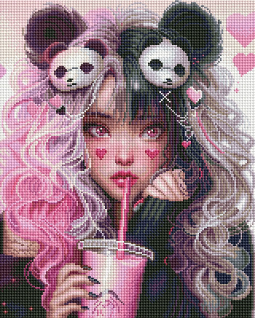 Diamond Painting Bild Bubble-Tea Girl "Pixi" von AI-Artist Bex.ai 40x50cm (inkl. AB)