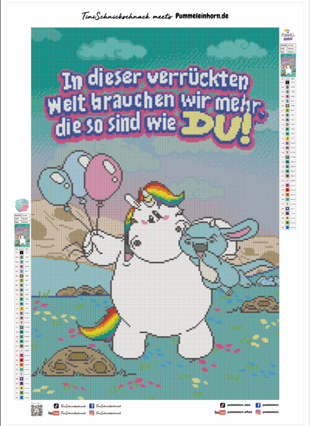 Diamond Painting Bild "Verrückte Freundschaft" von Pummeleinhorn 40x60cm (inkl. Feenstaub) TSS-605