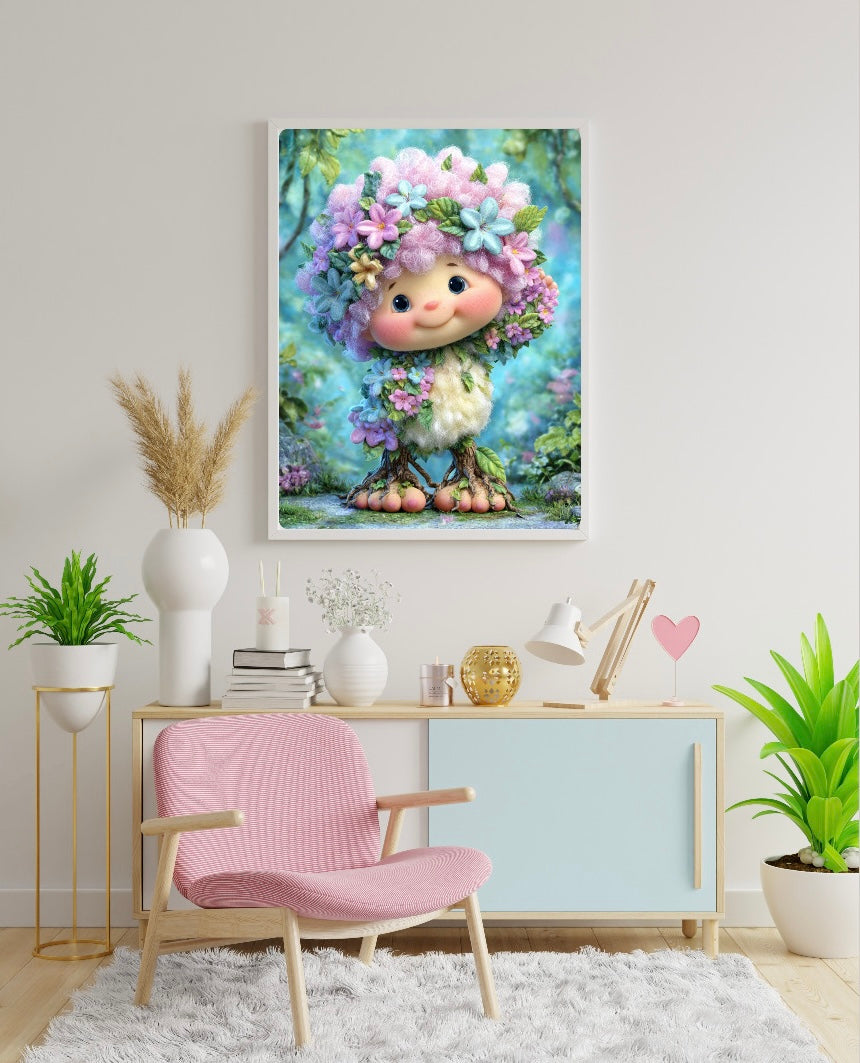 Diamond Painting XL Bild "Blütentroll Elvi" von AI-Artist Sandrietta_ai (inkl. Feenstaub) 60x80cm TSS-750