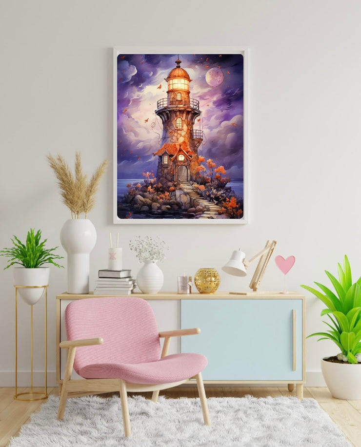 Diamond Painting Bild "Leuchtturm" von AI-Artist Sandrietta_ai 40x60cm