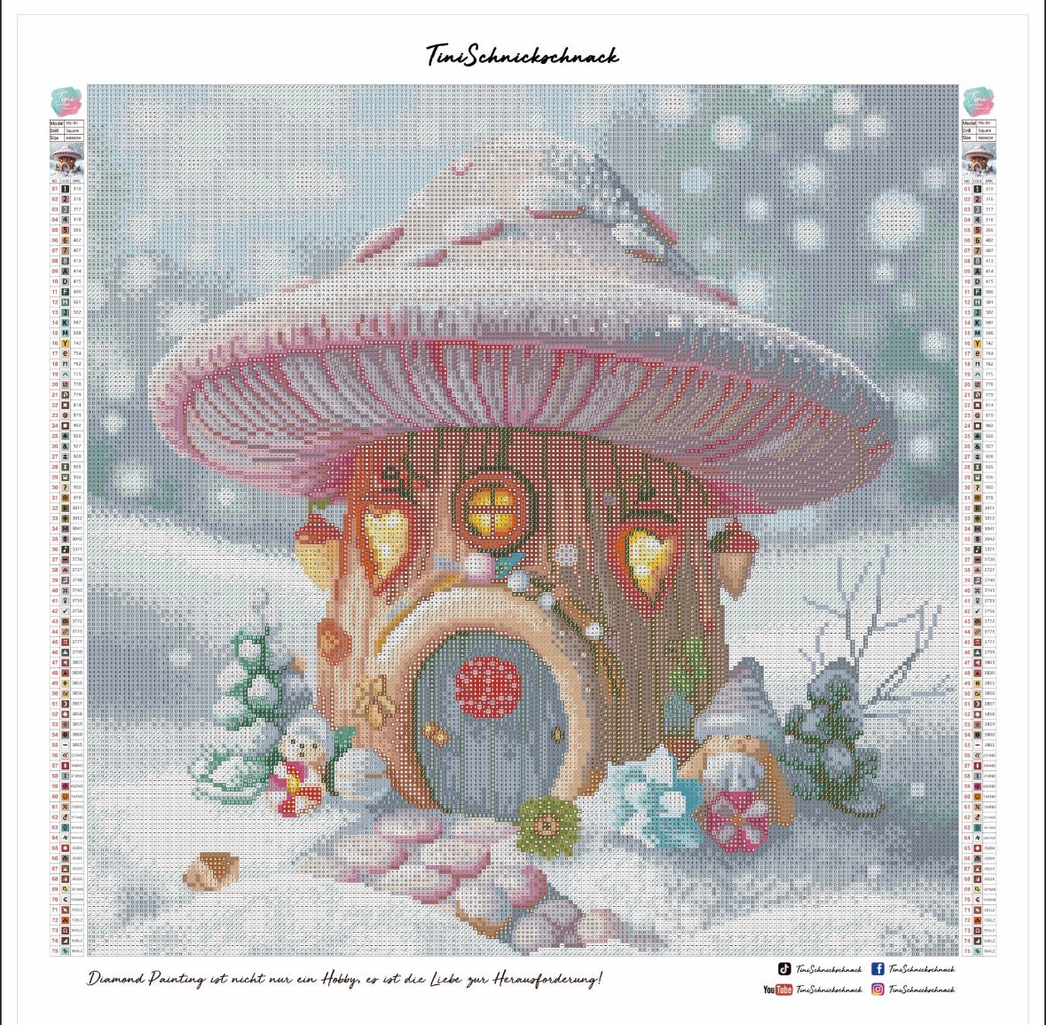 VORVERKAUF! Diamond Painting TiniSchnickschnack Bild "Pilzhaus im Winter" (Sondersteine Special) 50x50cm TSS-701