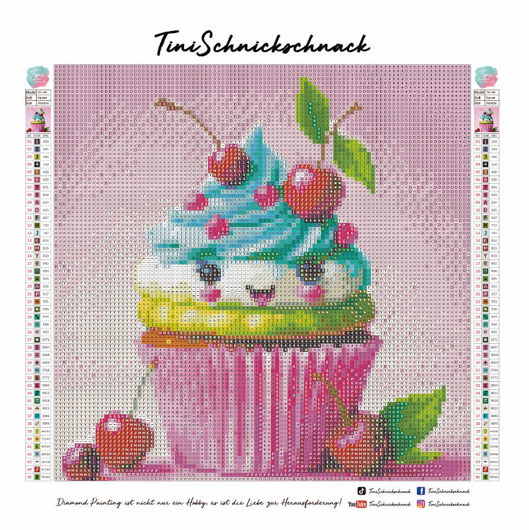 Diamond Painting TiniSchnickschnack Bild "Kirsch-Muffin" 25x25cm (inkl. Fairy Dust) TSS-388