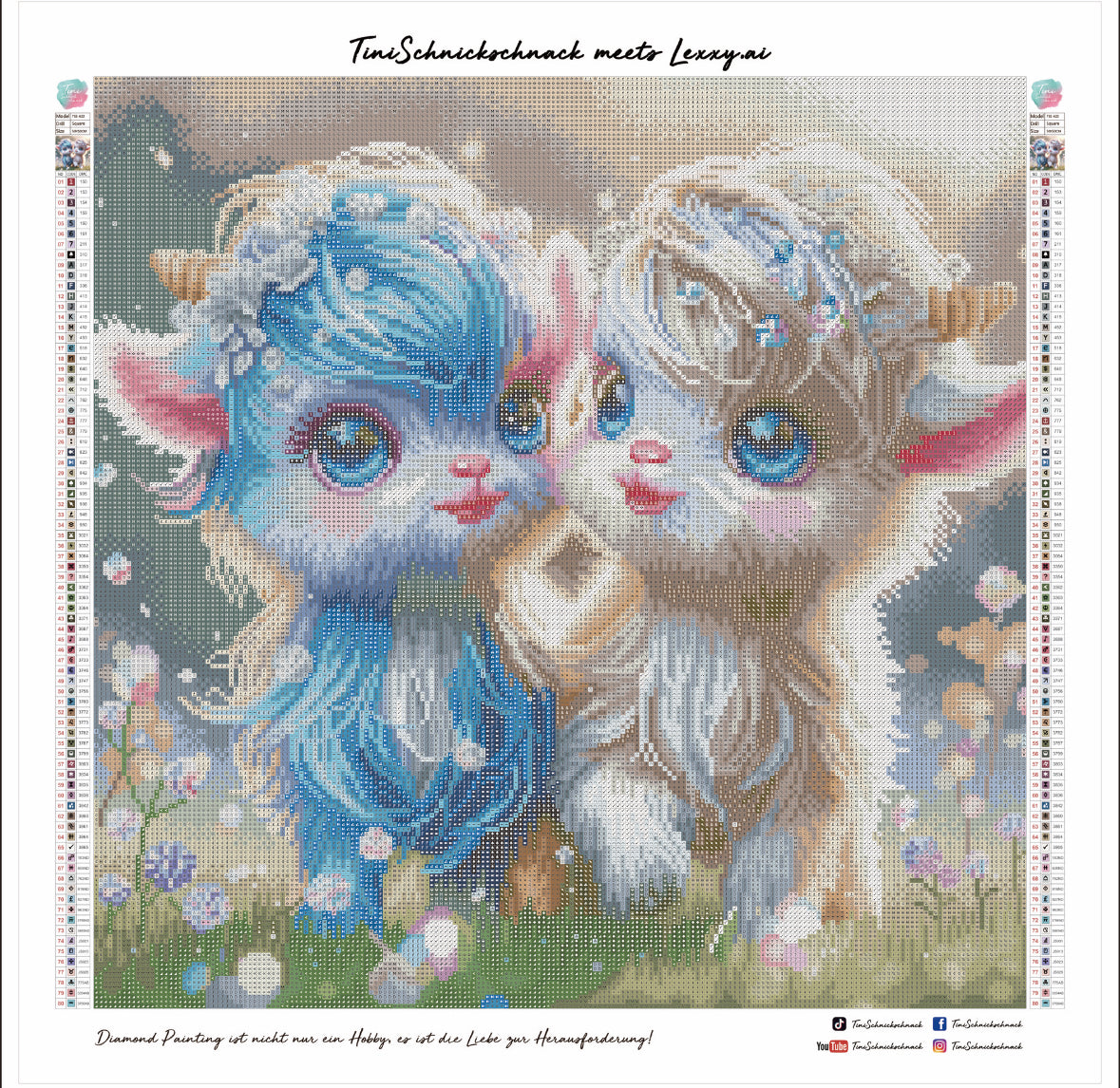 Diamond Painting Bild Ziegenkinder "Luna & Sol" von AI-Artist Lexxy.ai 50x50cm (inkl. Feenstaub) TSS-622