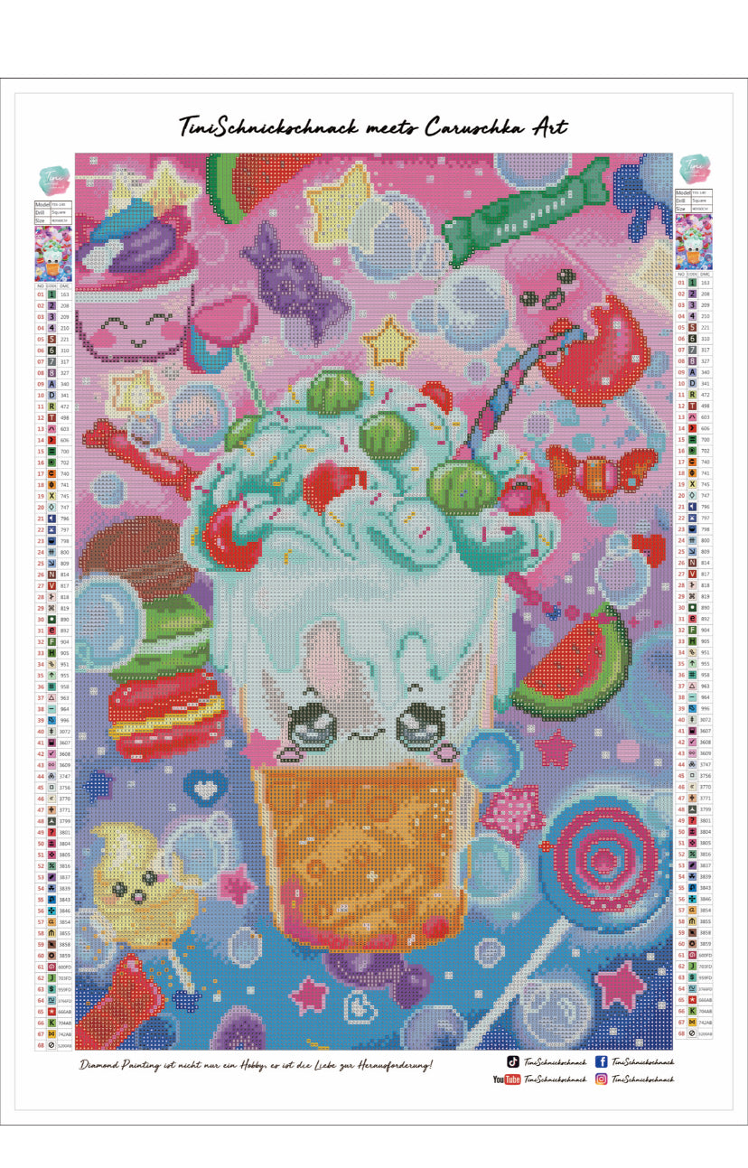 Diamond Painting Künstlerbild Kawaii "Milkshake" von °Caruschka Art° 40x60