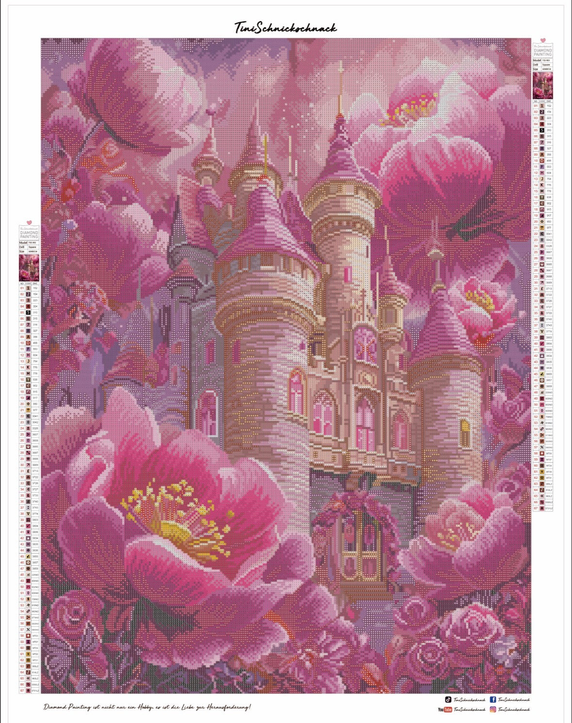 Diamond Painting XL Bild "Rosarotes Märchenschloss" von AI-Artist Elly_a.i (Sondersteine Special) 60x80cm TSS-903