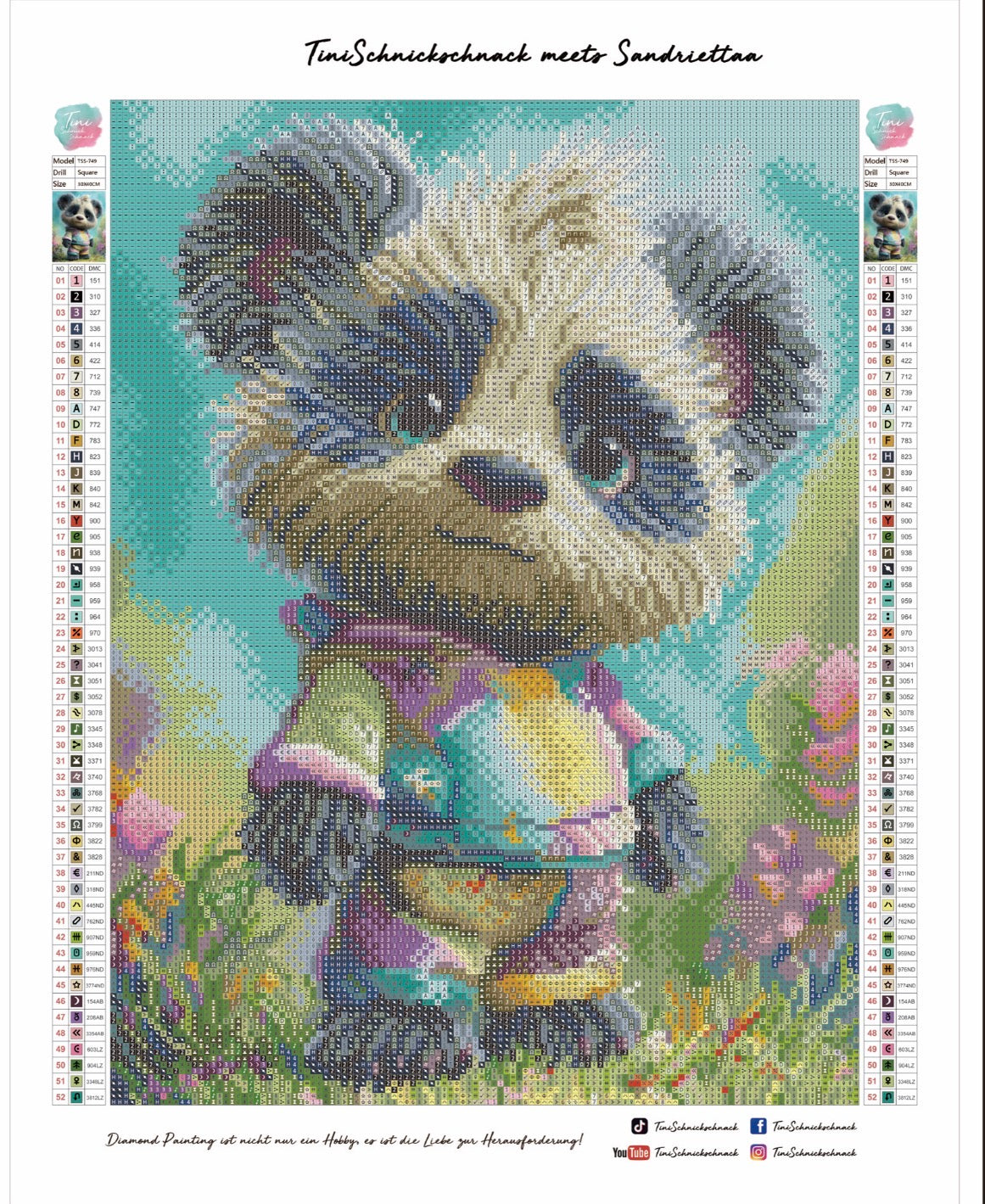 Diamond Painting Bild "Bärli Bruno" von AI-Artist Sandrietta_ai (inkl. Feenstaub) 30x40cm TSS-749