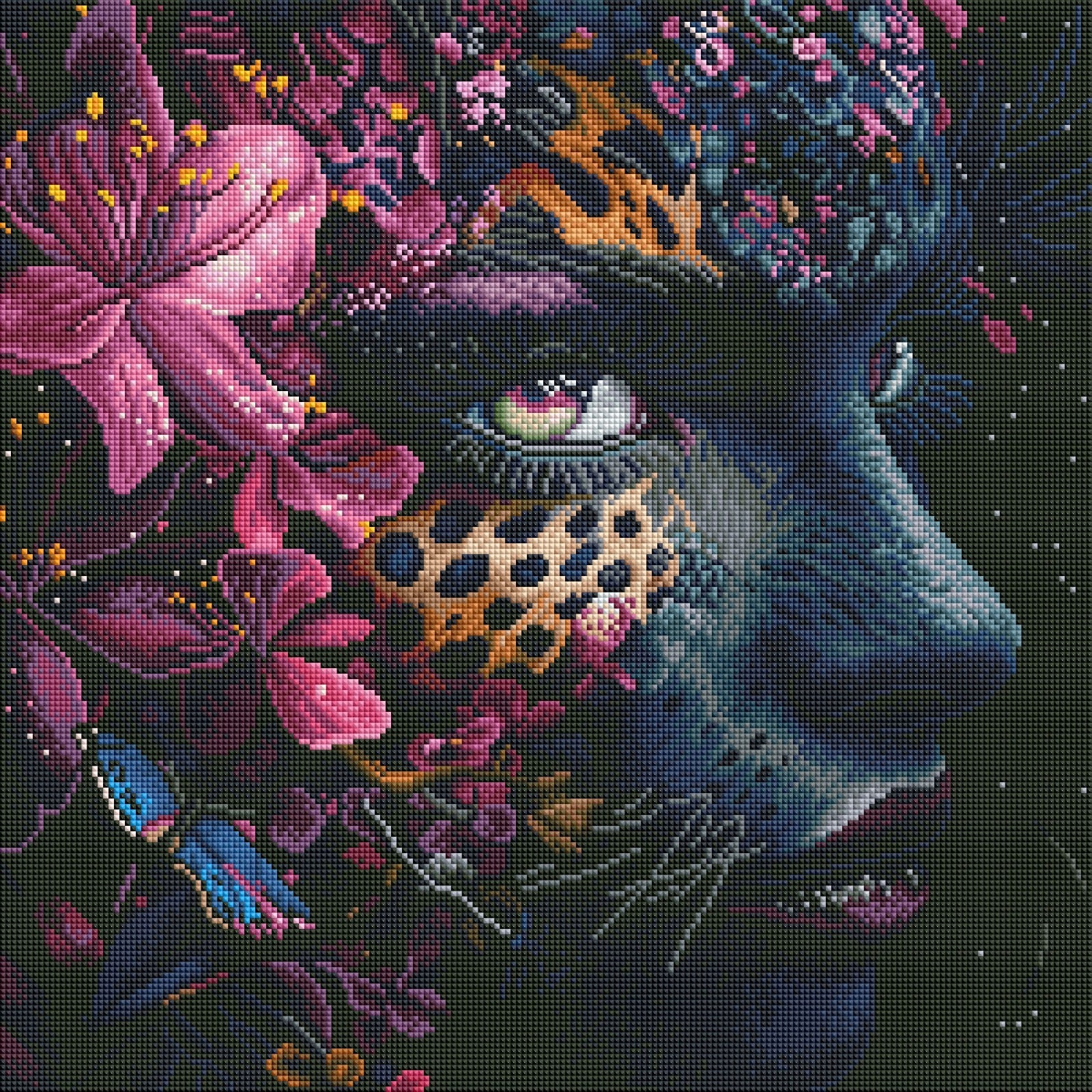 Diamond Painting Bild Lady "Blüte der Nacht" von AI-Artist Sandrietta_ai (inkl. Feenstaub) 50x50cm TSS-666