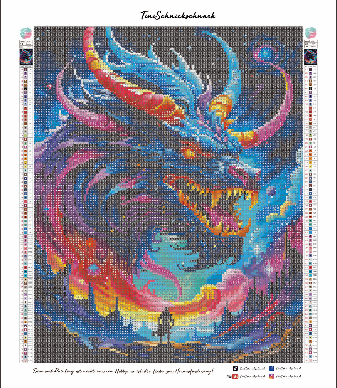 Diamond Painting Bild "Black Dragon Lord" 40x50cm (inkl. Strass) TSS-567