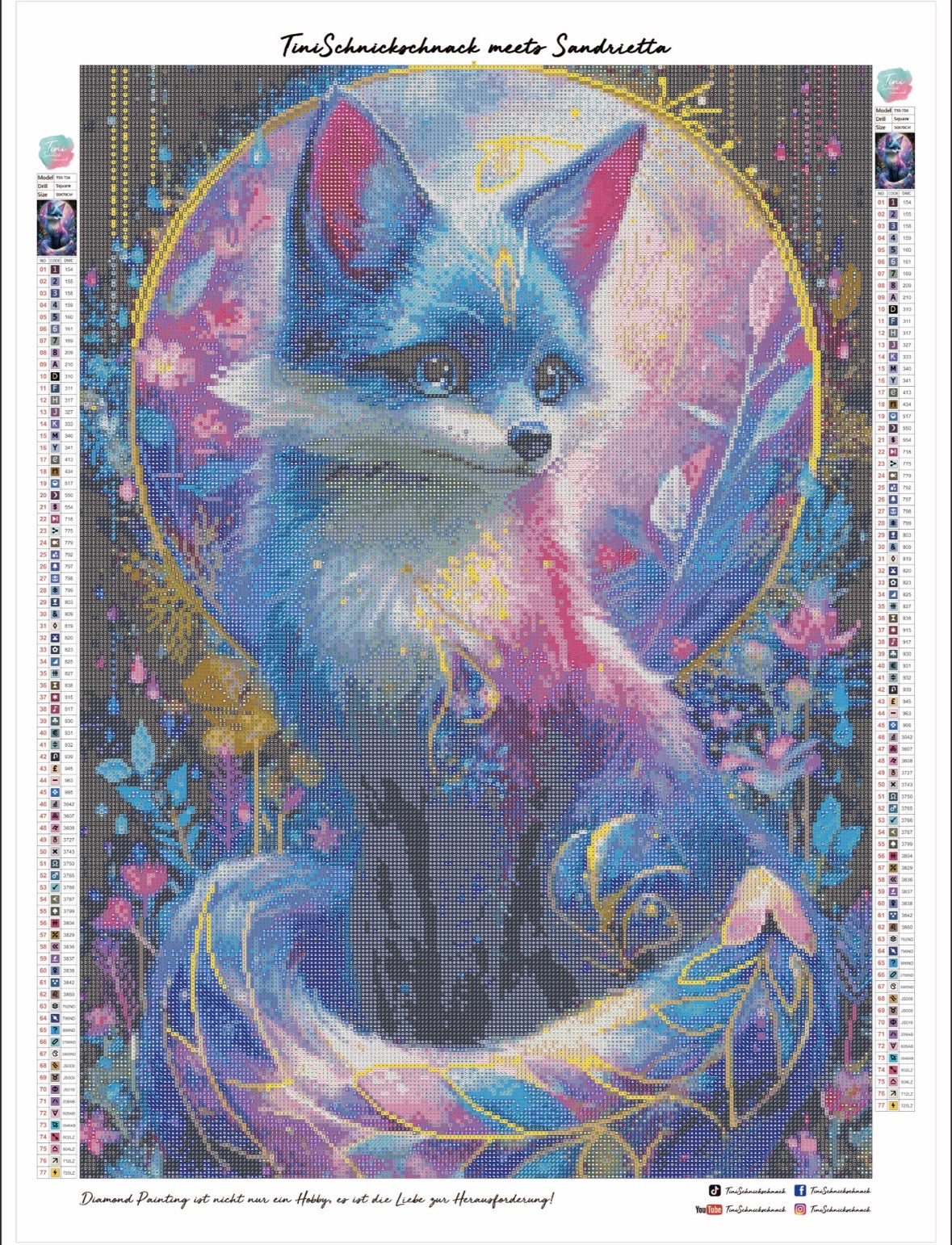 Diamond Painting Bild "Mondfuchs" von AI-Artist Sandrietta_ai (inkl. Feenstaub) 50x70cm TSS-716