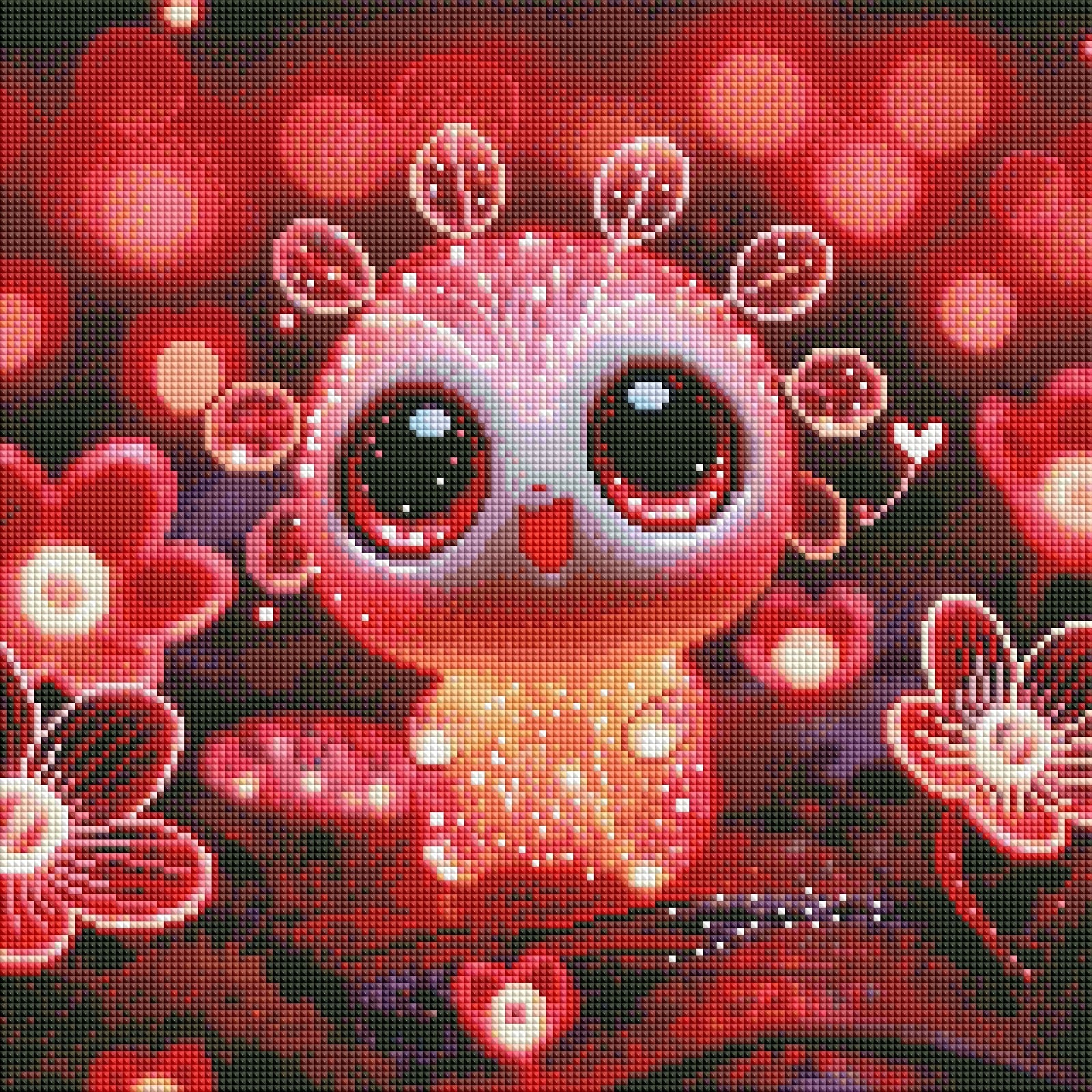 Diamond Painting Bild "Nuki - Wächter der Herzensblume" von AI-Artist Sandrietta_ai (inkl. Feenstaub) 40x40cm TSS-660