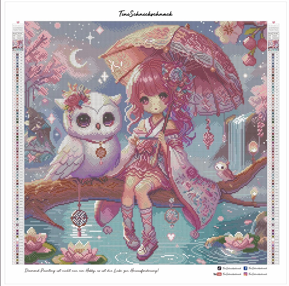 Diamond Painting Bild "Akari und ihre Begleiter"von TiniSchnickschnack 50x50cm (Sondersteine Special) TSS-845