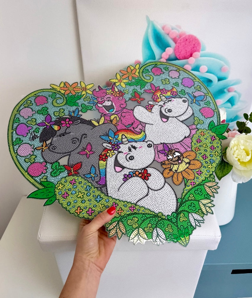 Diamond Painting Pummeleinhorn XXL Kranz / Anhänger "Frühling" 47x50cm (AH)