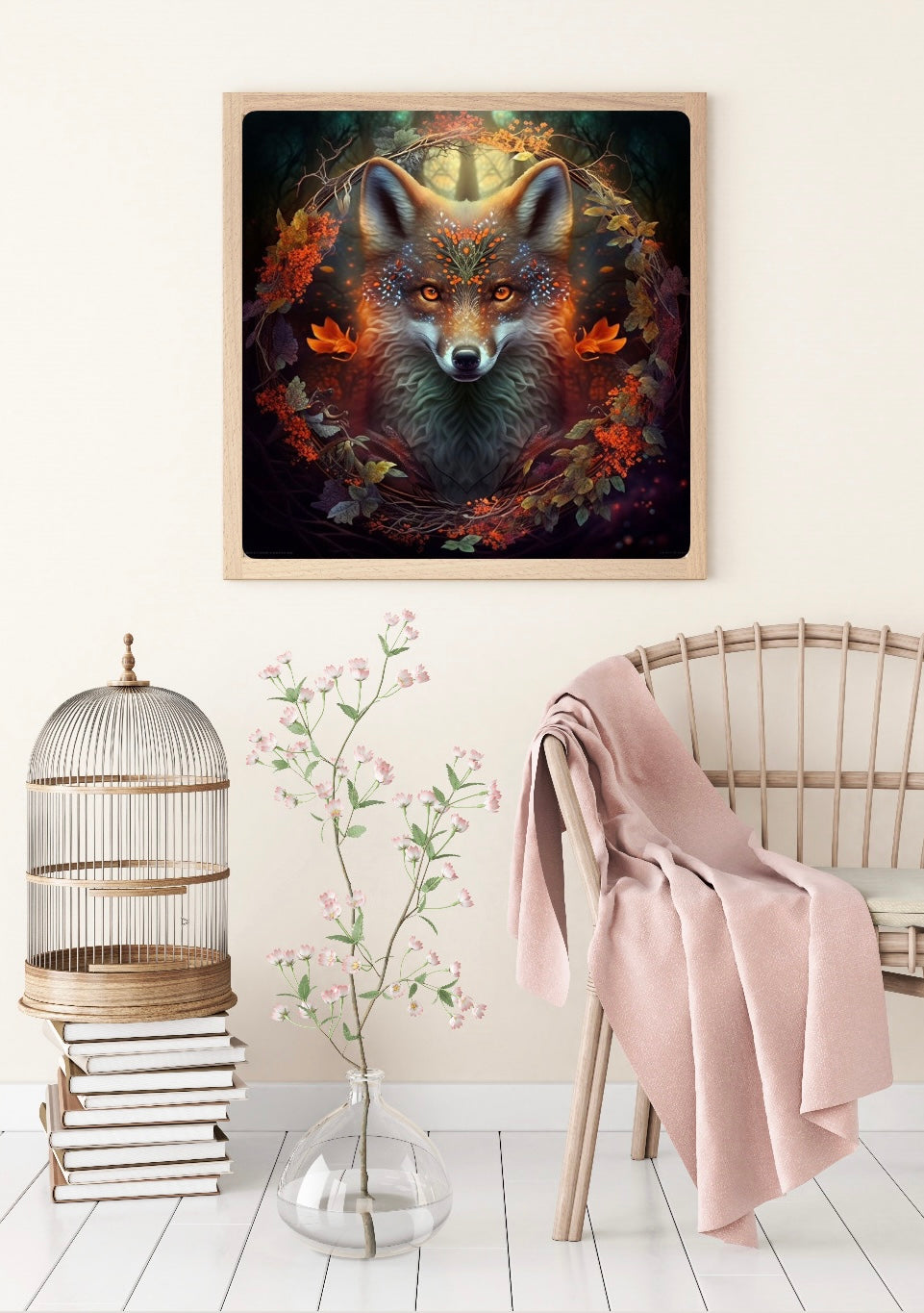 Diamond Painting Bild "Herbstfuchs" von AI-Artist Sandrietta_ai 50x50cm (inkl. Fairy Dust) TSS-448