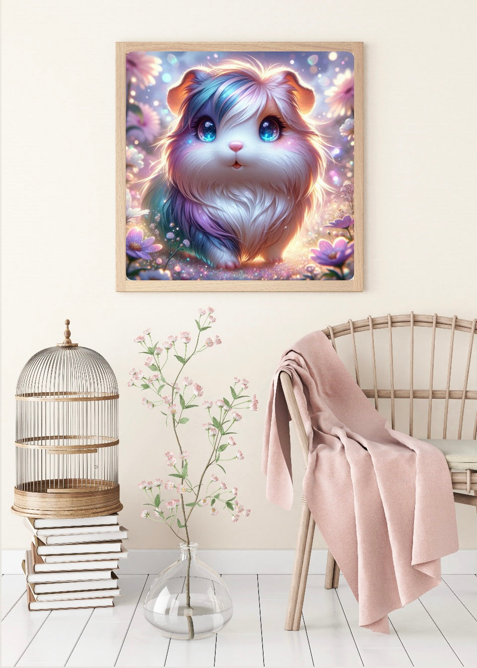 Diamond Painting Bild Meerschwein "Lilly" von AI-Artist Lexxy.ai 50x50cm (inkl. Feenstaub) TSS-760