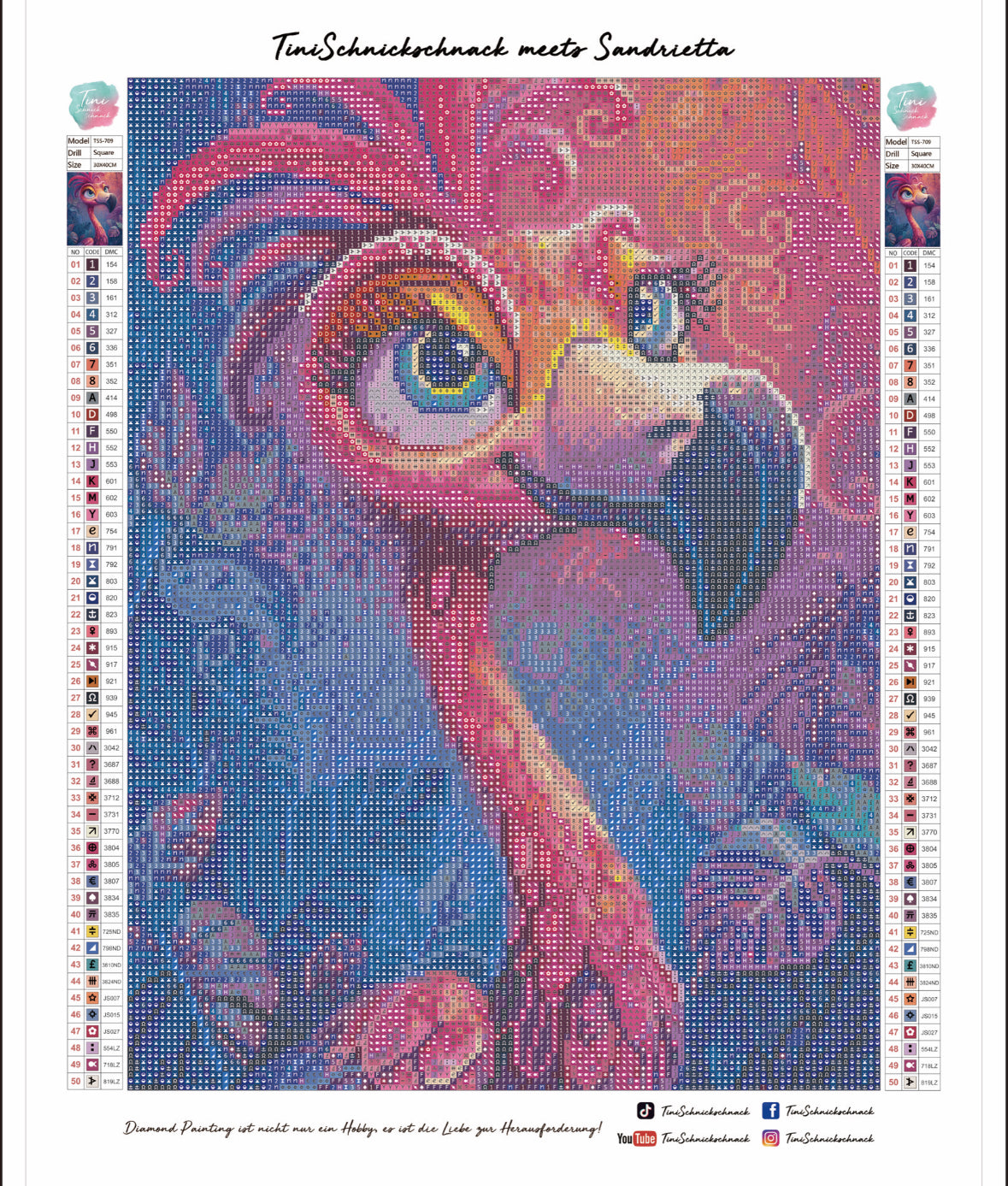 Diamond Painting Bild Fabelwesen Portrait "Noxie" von AI-Artist Sandrietta_ai (inkl. Feenstaub) 30x40cm TSS-709