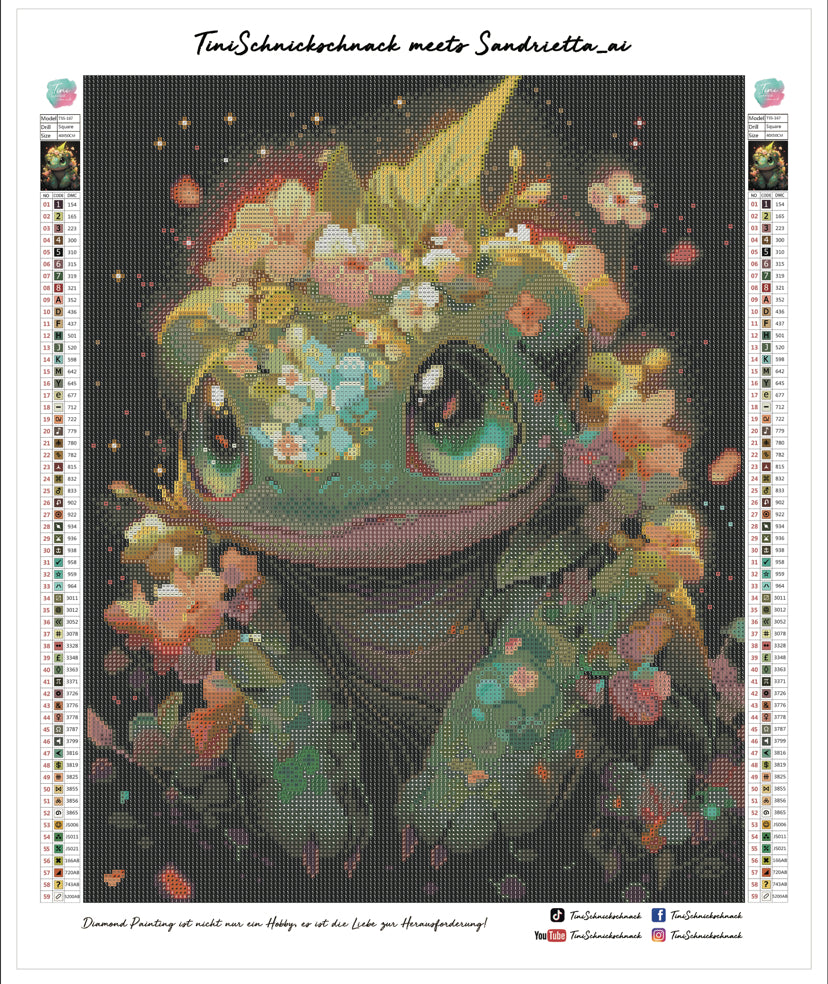 Diamond Painting Bild Frosch "Froggy" von AI-Artist Sandrietta_ai 40x50cm TSS-167 (inkl. Metallic Steine)