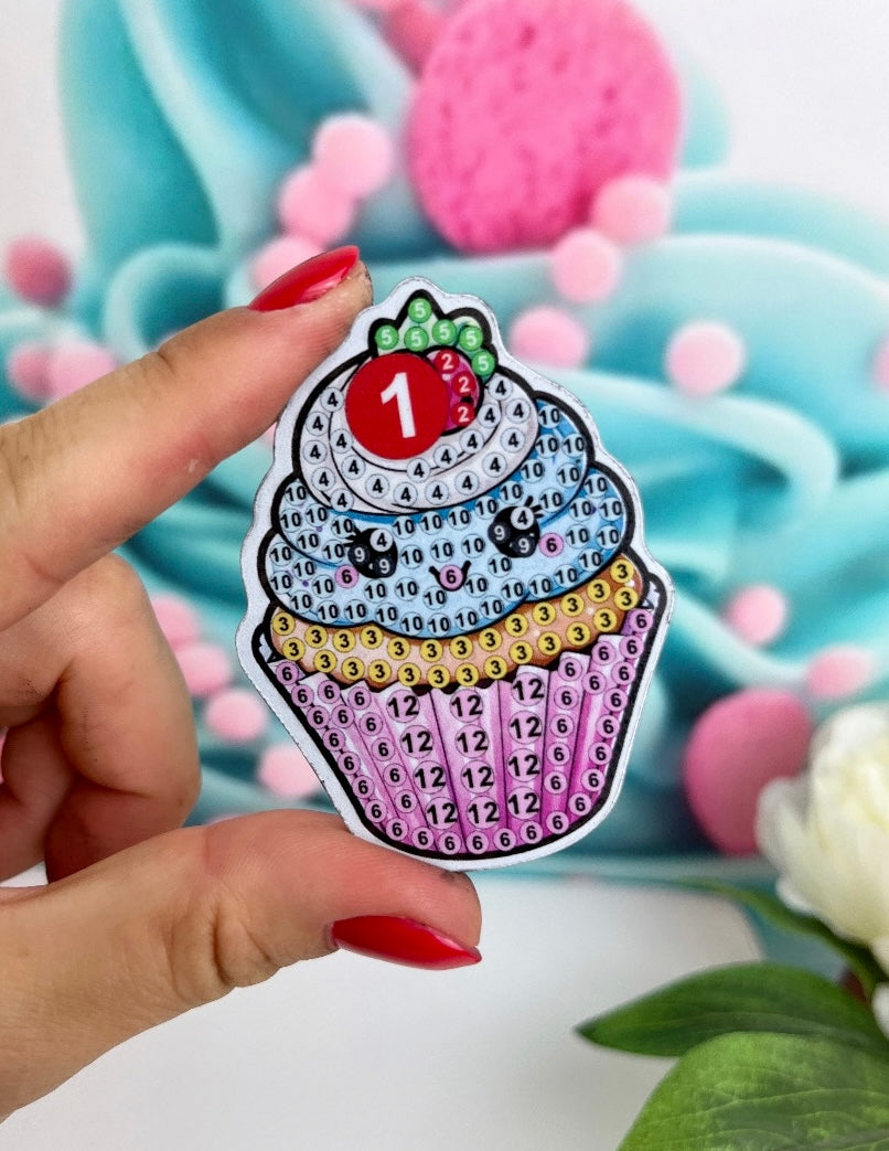 Diamond Painting Magnete "Cupcakes" 6Stk