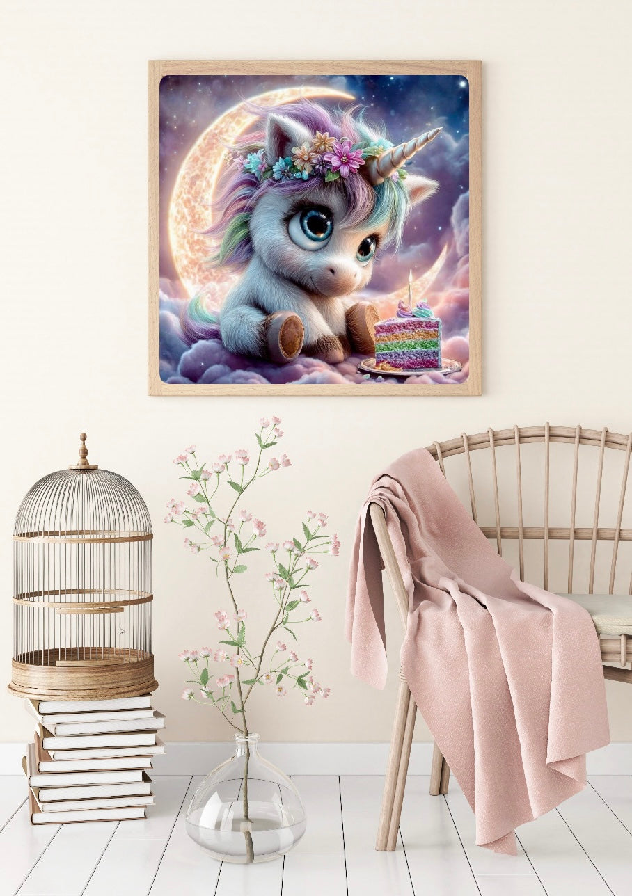 Diamond Painting Bild „Unicorn in Heaven" von AI-Artist Sandrietta.ai 50x50cm (Full Feenstaub) TSS-819