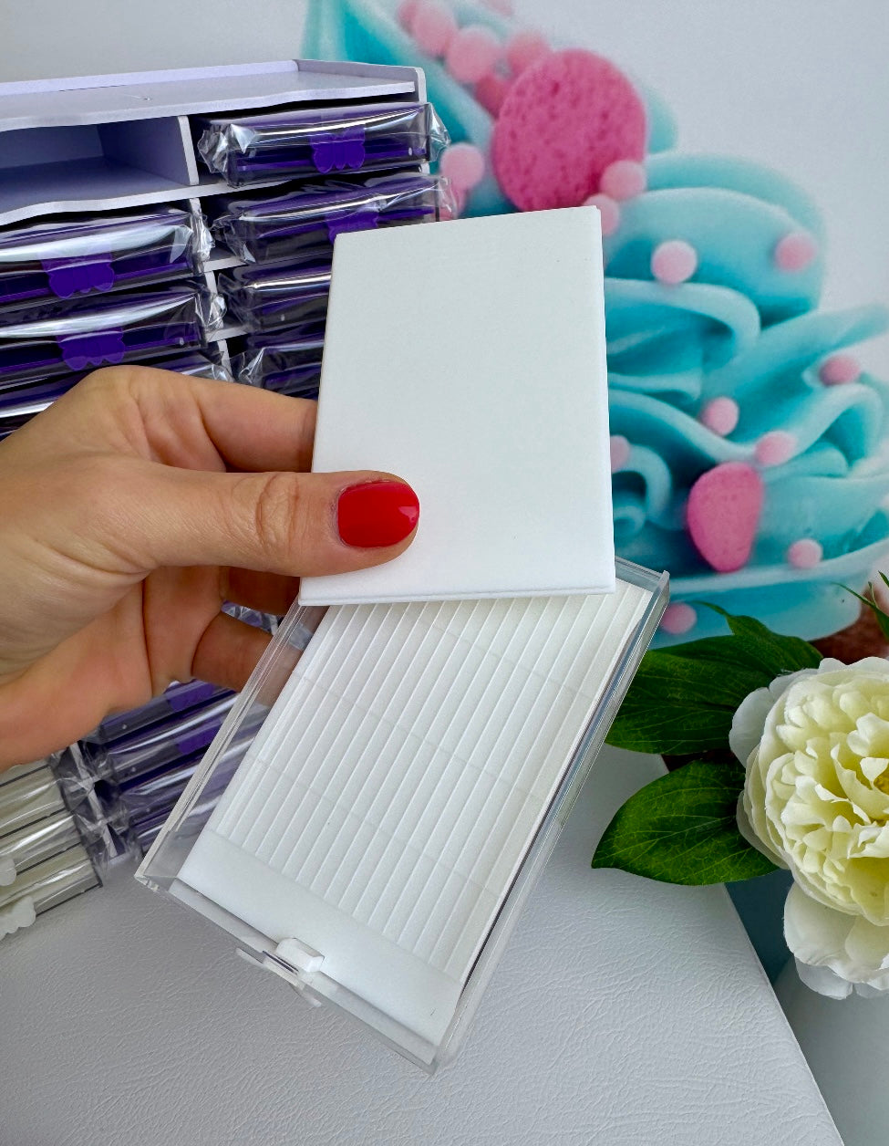 Diamond Painting TiniSchnickschnack Schiffchen Organizer - inkl. 48 Aufbewahrungstrays (weiß / lila)