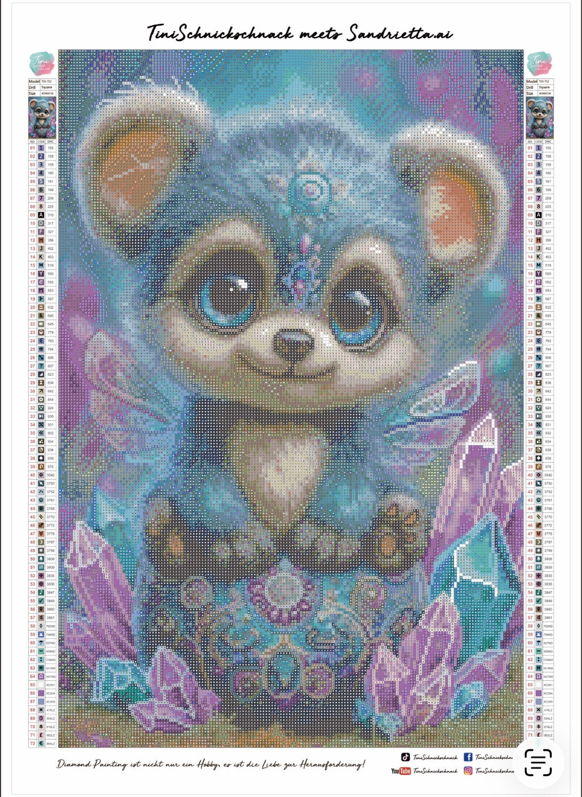 Diamond Painting Bild Bärchen "Blinky" von AI-Artist Sandrietta_ai (inkl. Feenstaub) 40x60cm TSS-712
