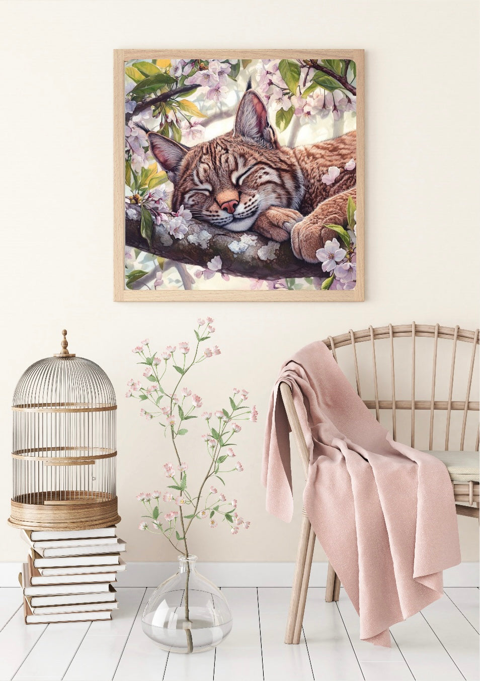 Diamond Painting Bild "Schlummer Luchs" von AI-Artist Sandrietta_ai (inkl. Feenstaub) 50x50cm TSS-597