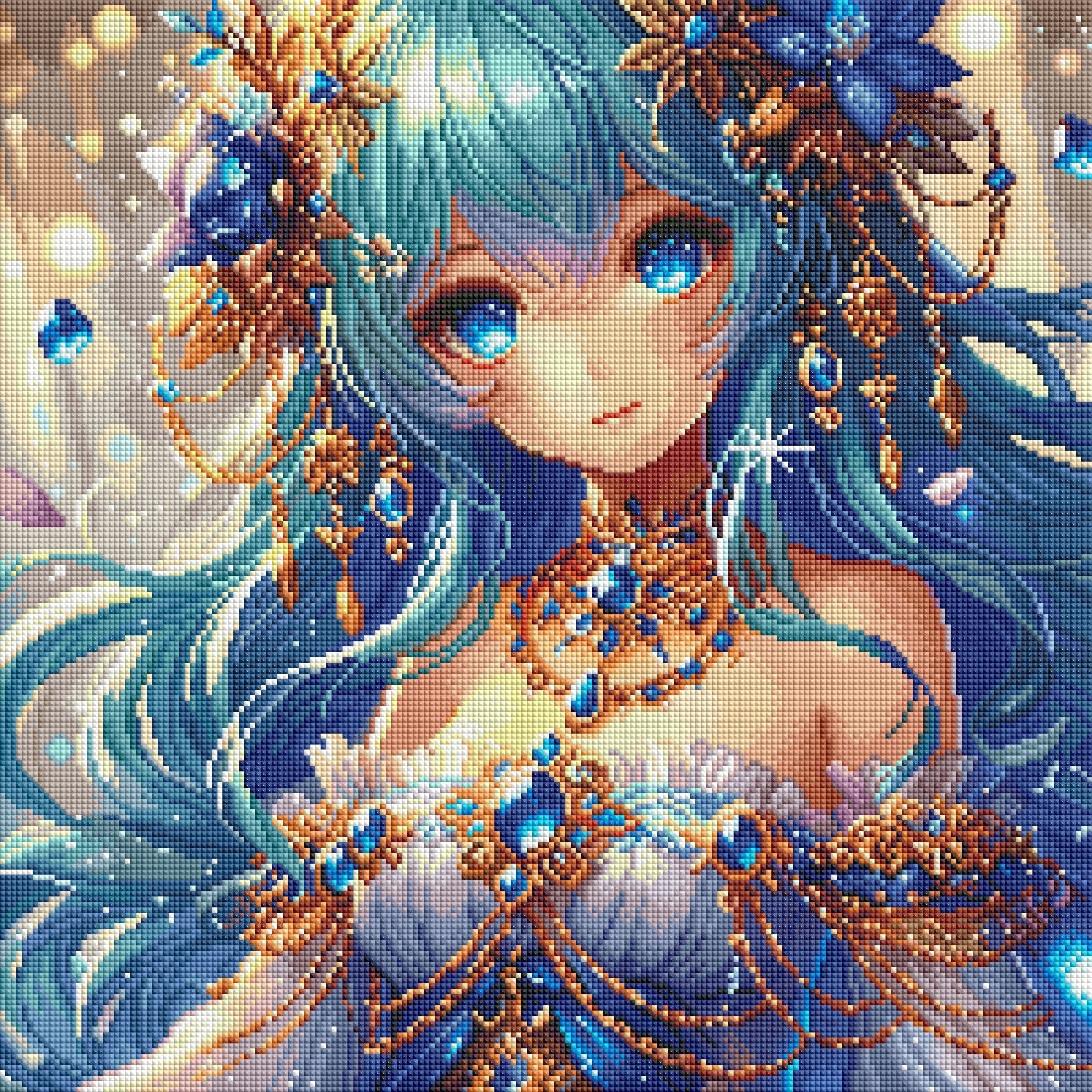 Diamond Painting Bild "Mizuki Blue" von TiniSchnickschnack 50x50cm (Sondersteine Special) TSS-841