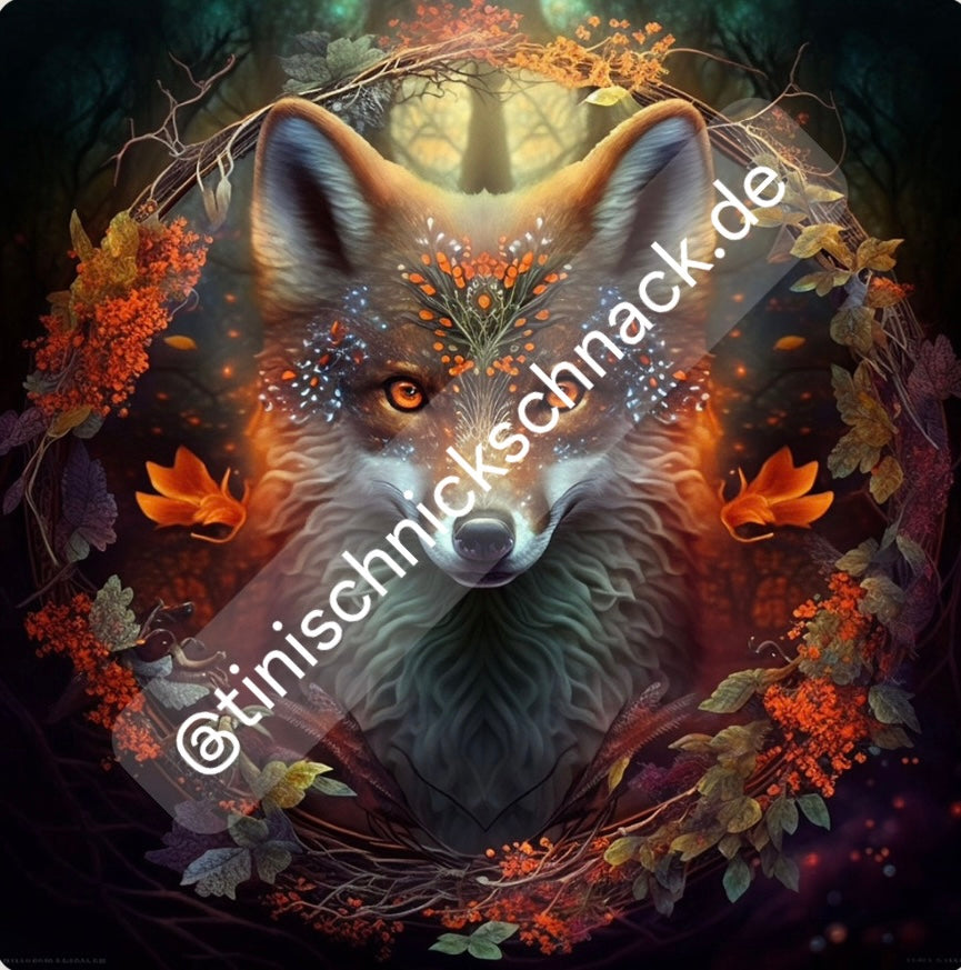 Diamond Painting Bild "Herbstfuchs" von AI-Artist Sandrietta_ai 50x50cm (inkl. Fairy Dust) TSS-448