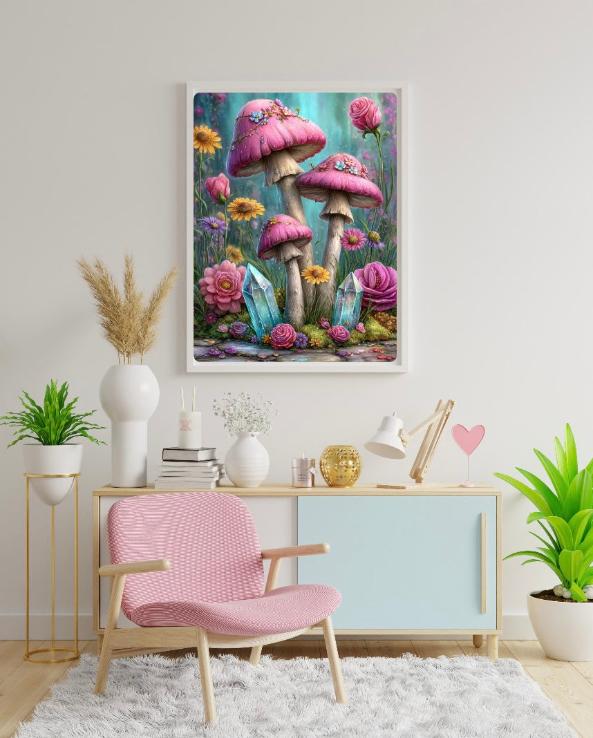 Diamond Painting Bild "Im Reich der Blütenpilze" von AI-Artist Sandrietta_ai (inkl. Feenstaub) 30x40cm TSS-755