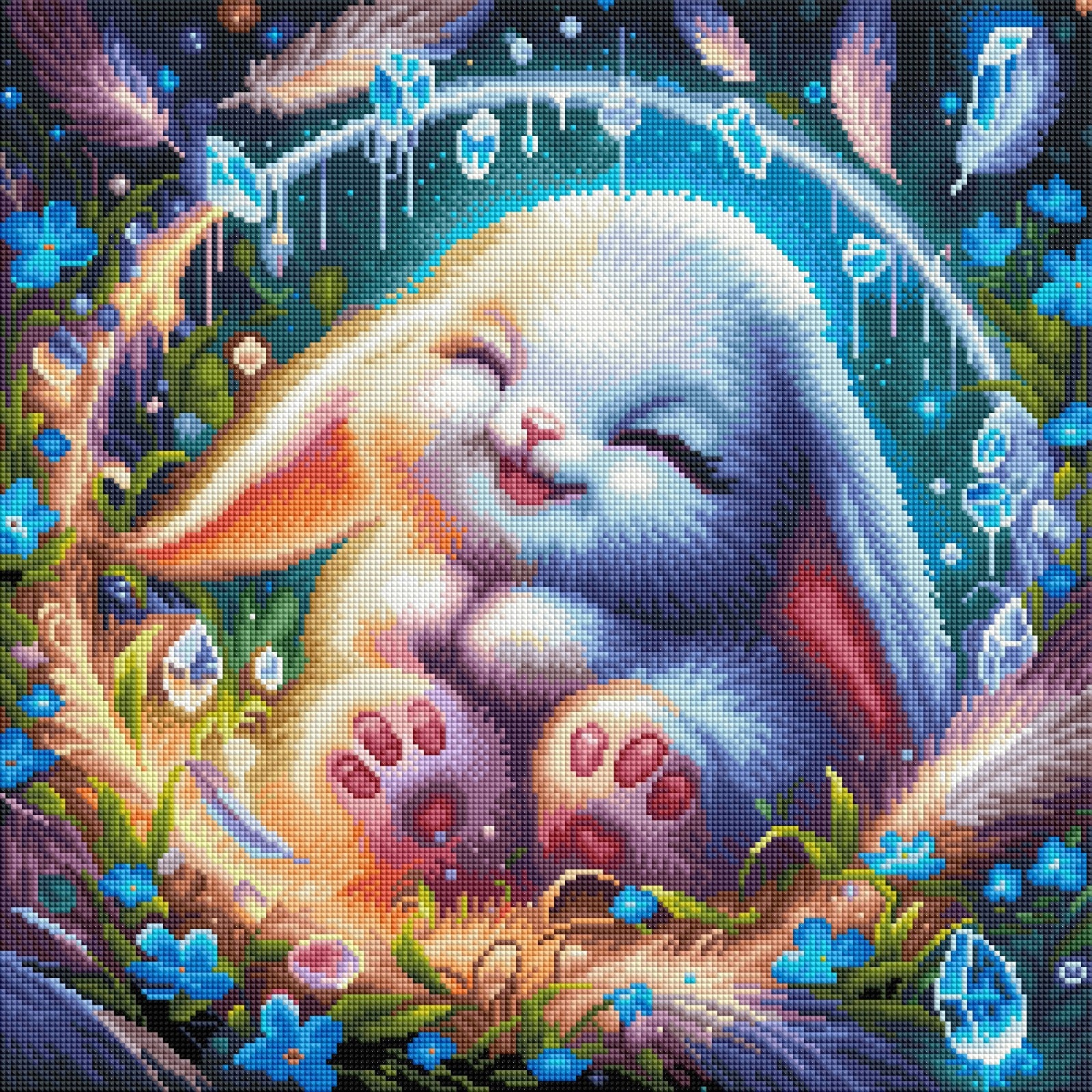 Diamond Painting Bild "Schnuckelhase" von AI-Artist Sandrietta_ai (inkl. Feenstaub) 50x50cm TSS-814