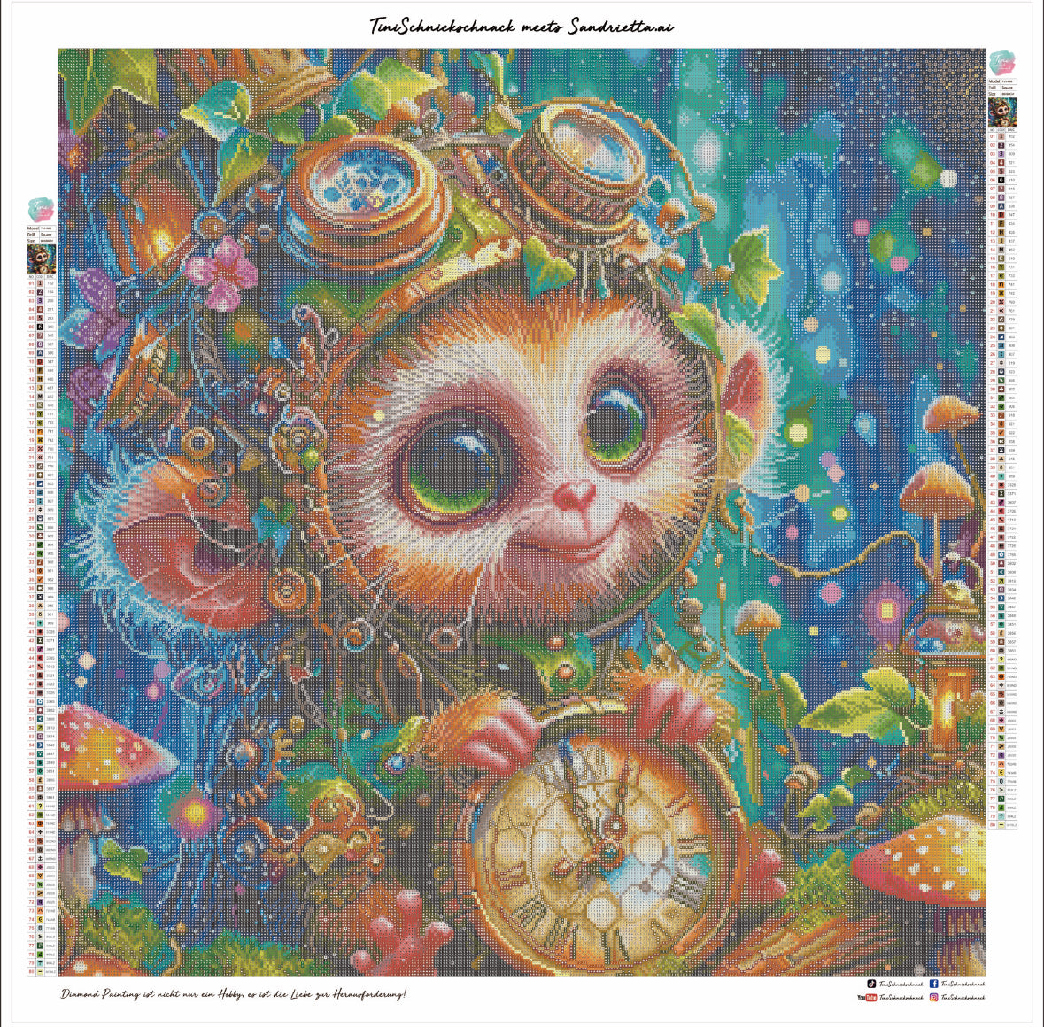 Diamond Painting Bild "Steampunk Äffchen" von AI-Artist Sandrietta_ai (Sondersteine-Special) 80x80cm TSS-688