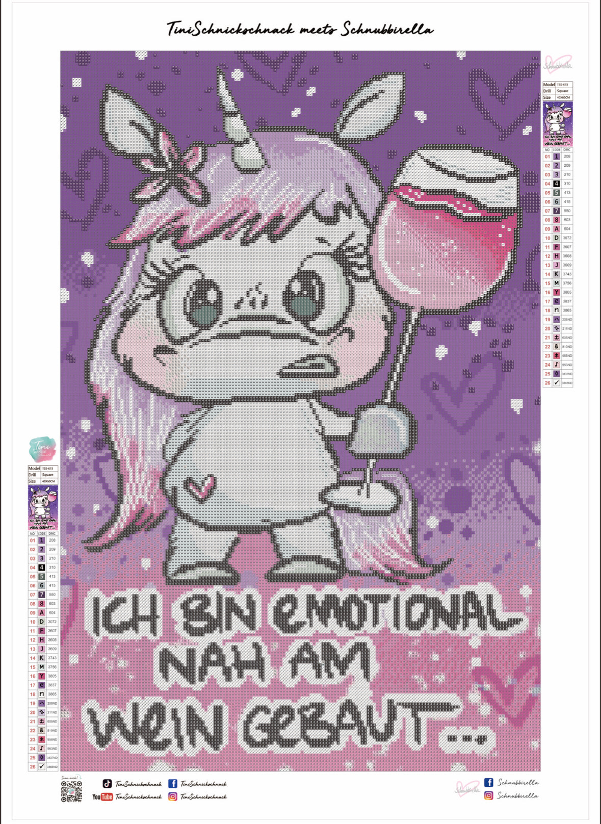 Diamond Painting Bild Schnubbi "Nah am Wein gebaut" von Schnubbirella 40x60cm (inkl. Fairy Dust) TSS-673