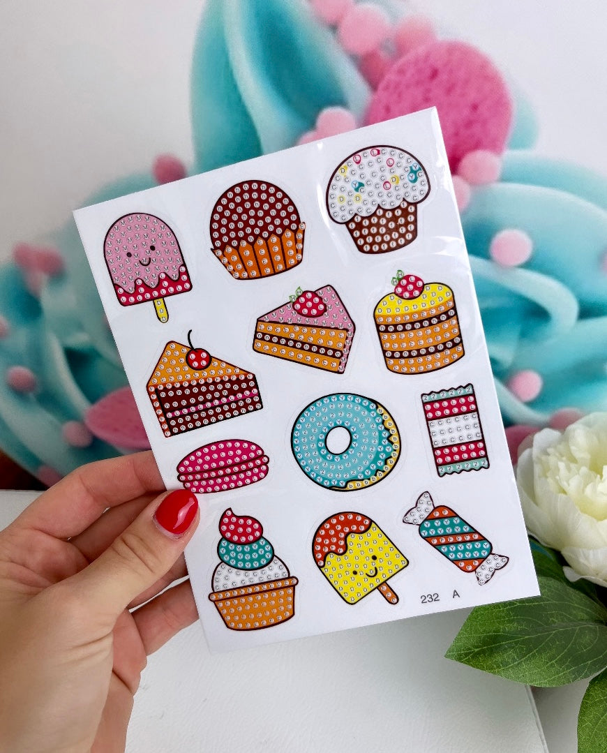 Diamond Painting Sticker Set "Kawaii-Food Party" 44 Stück XXL Set