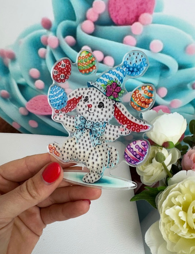 Diamond Painting XL Schlüsselanhänger "Oster-Tierkinder" 6 Stück Anhänger ca 12cm (Set) (AH507)