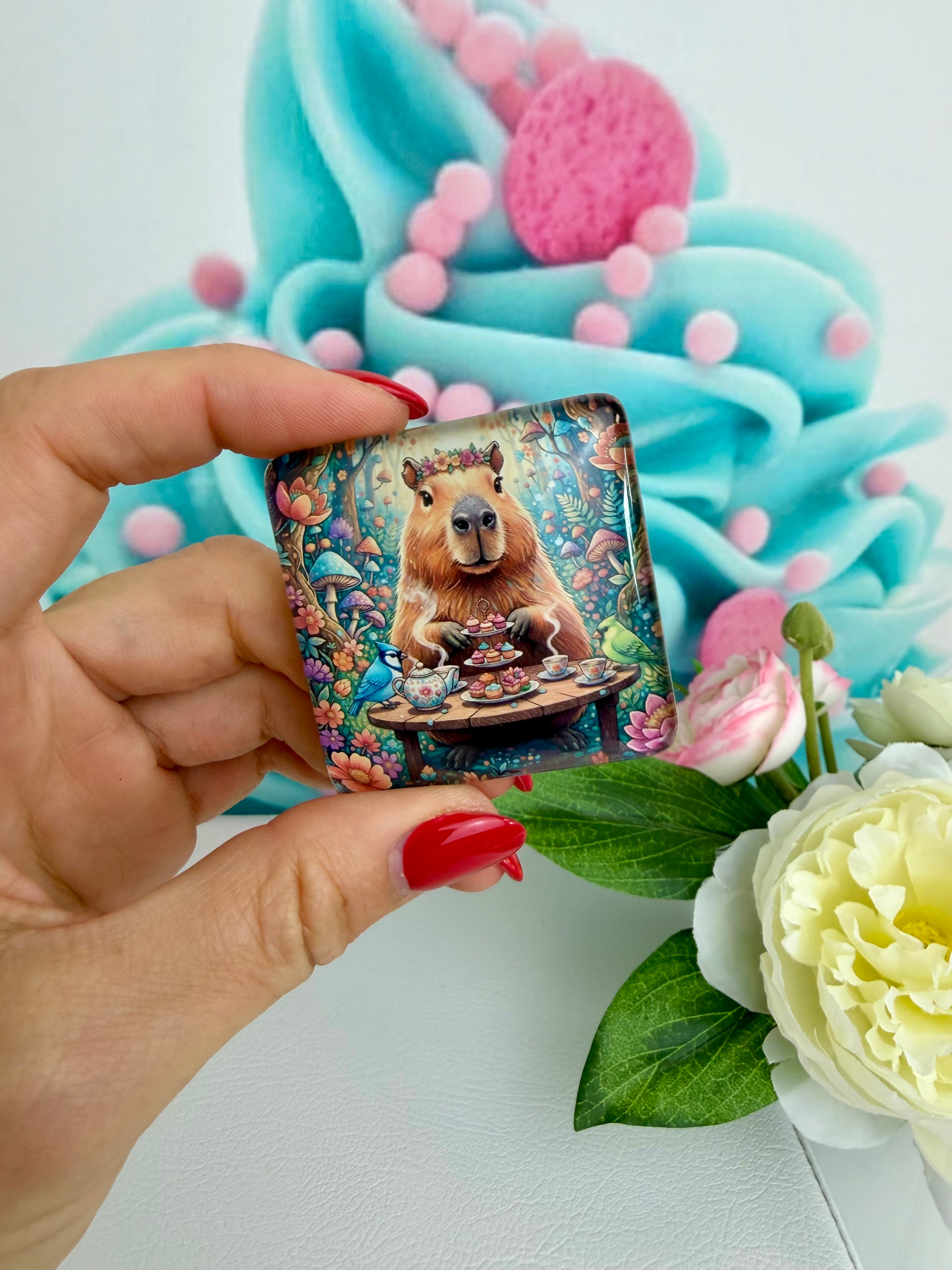 Diamond Painting Cover Minder "Capybara Teatime" (CM)